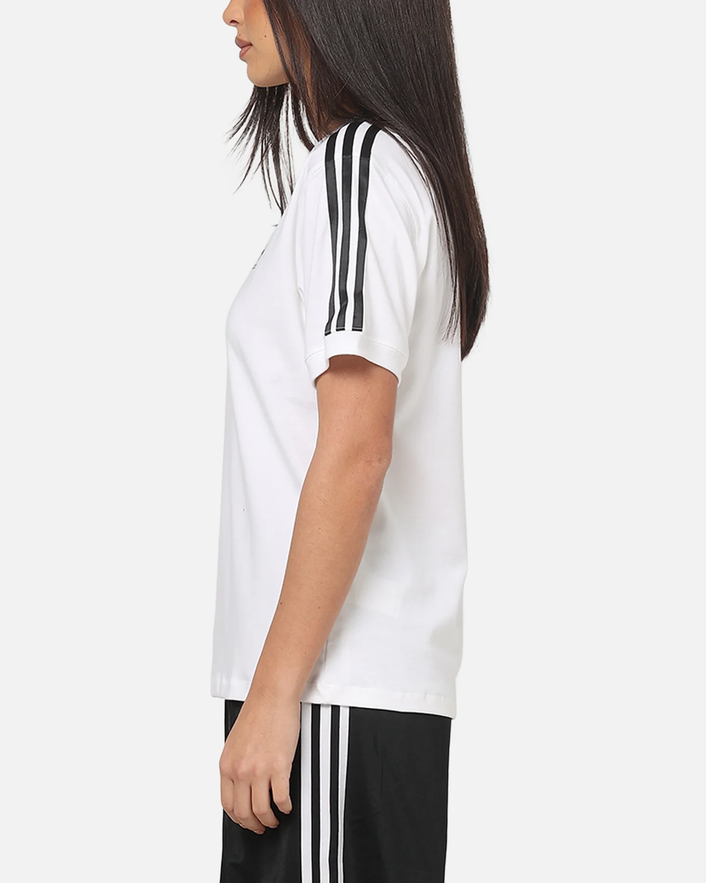 Adidas Women's 3 Stripe T-Shirt White/Black - Image 5