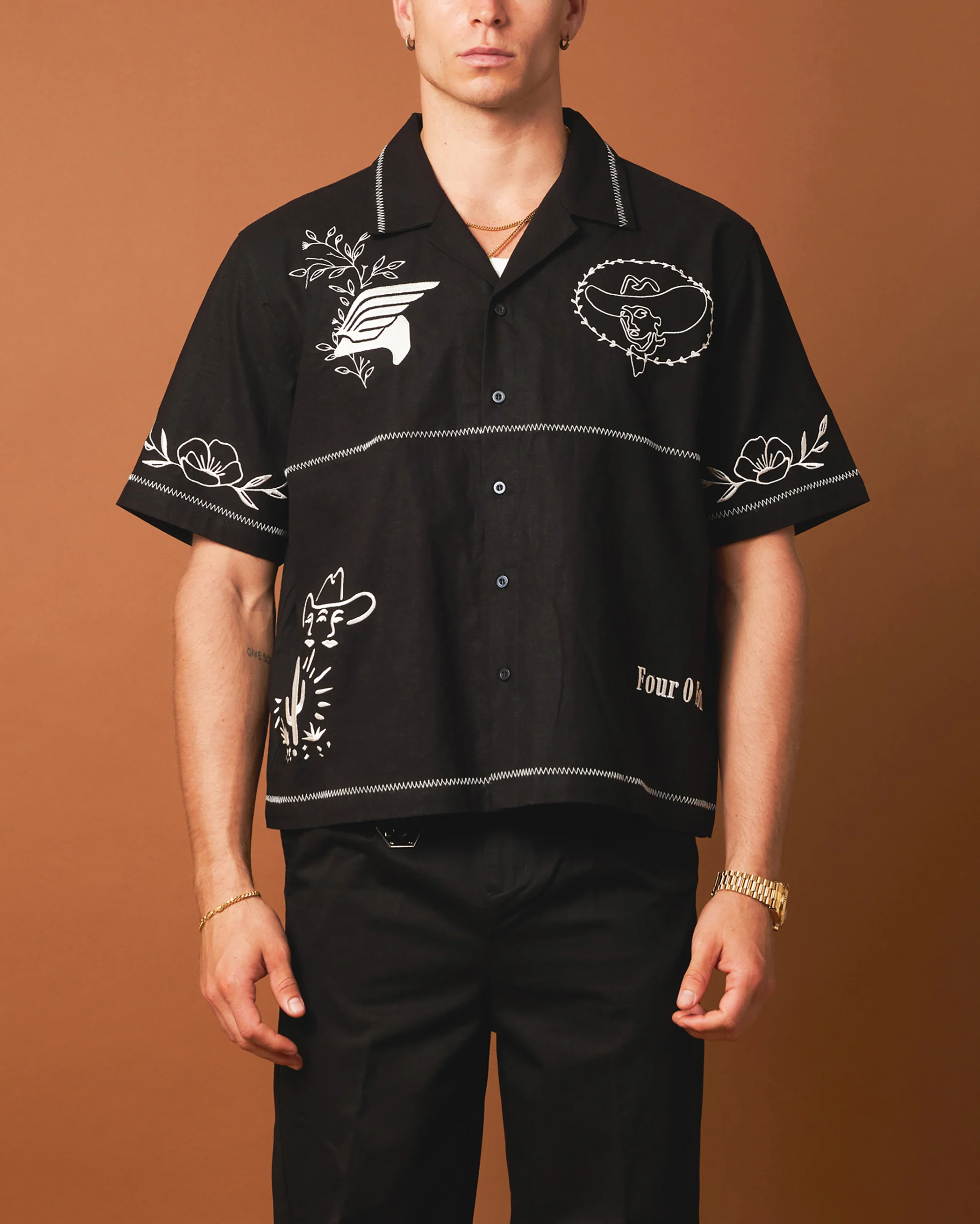 404 Frontier Embroidered Button Up Shirt Black - Image 2