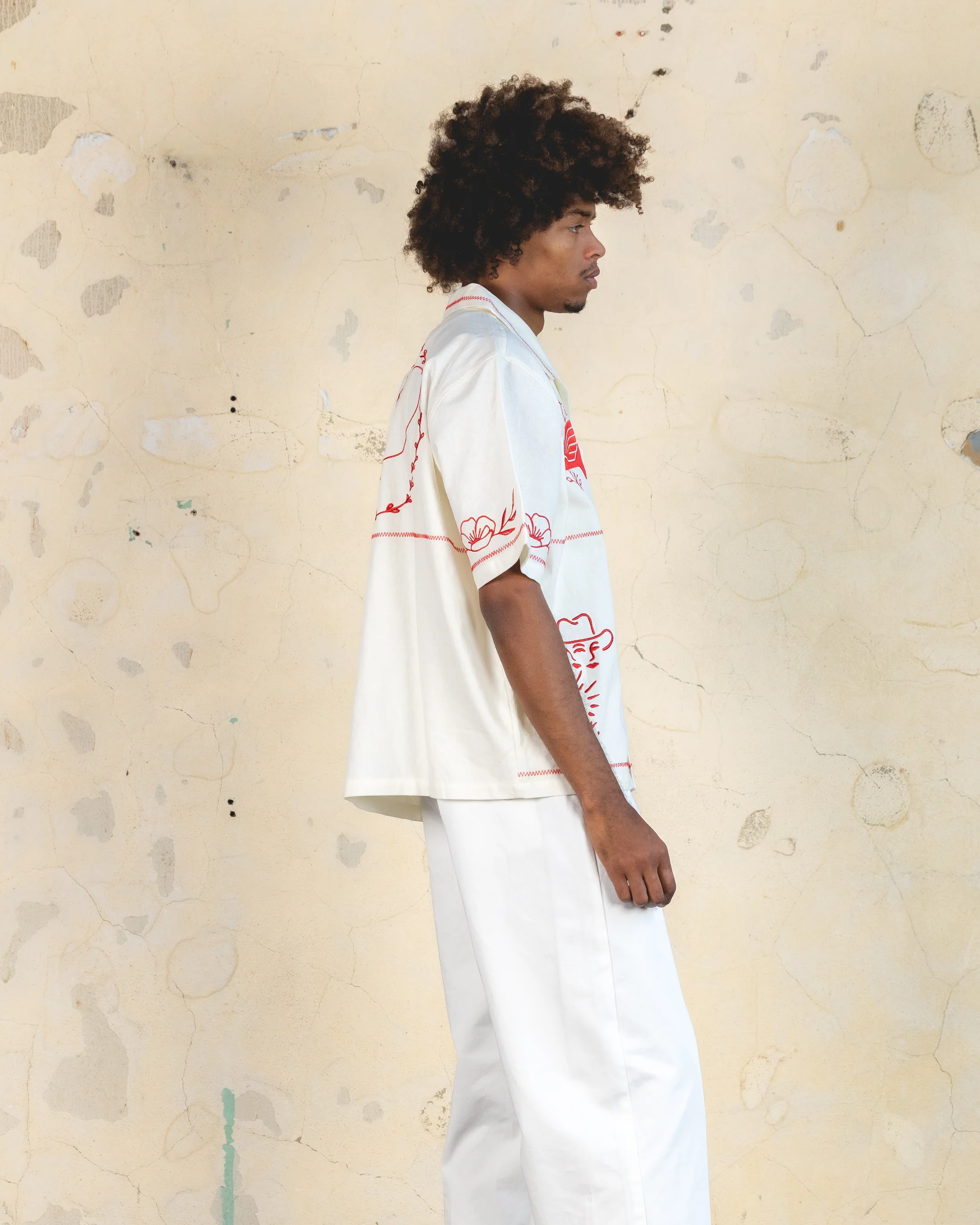 404 Frontier Embroidered Button Up Shirt Off White - Image 12