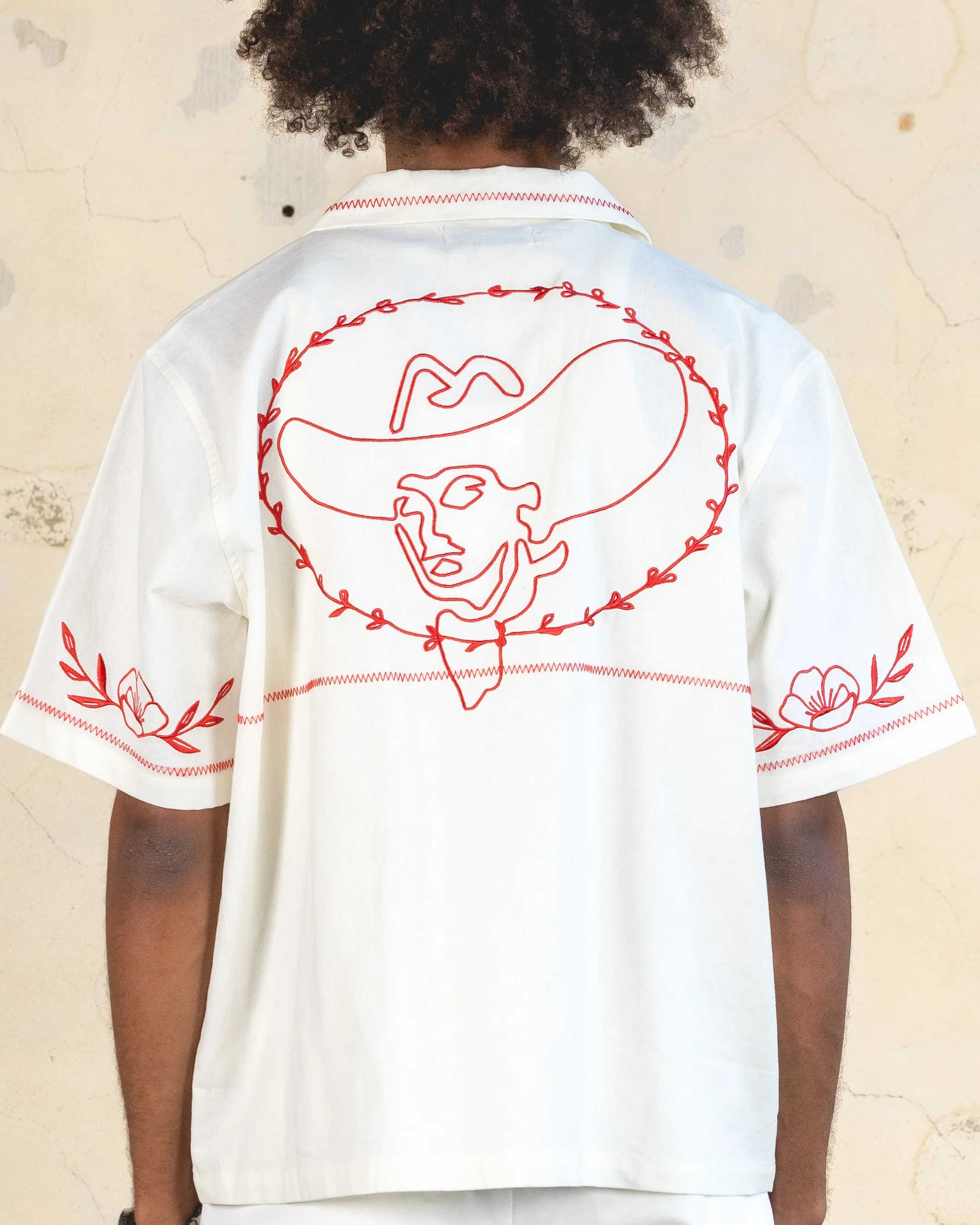 404 Frontier Embroidered Button Up Shirt Off White - Image 9