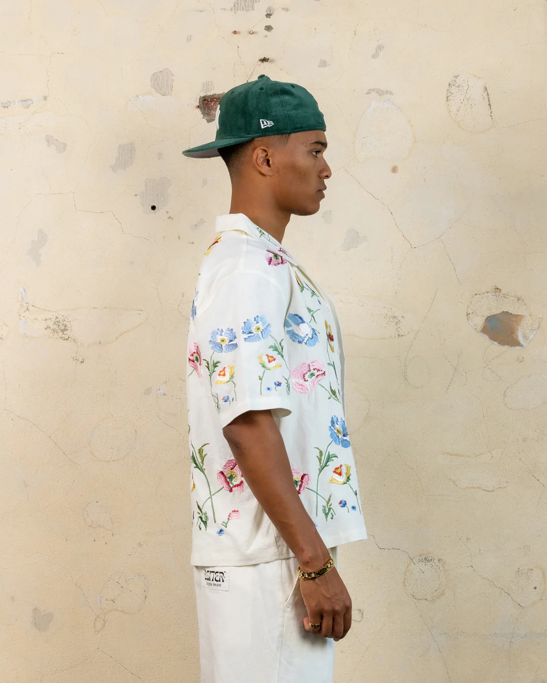 404 Midsommar Embroidered Button Up T-Shirt Ecru - Image 5