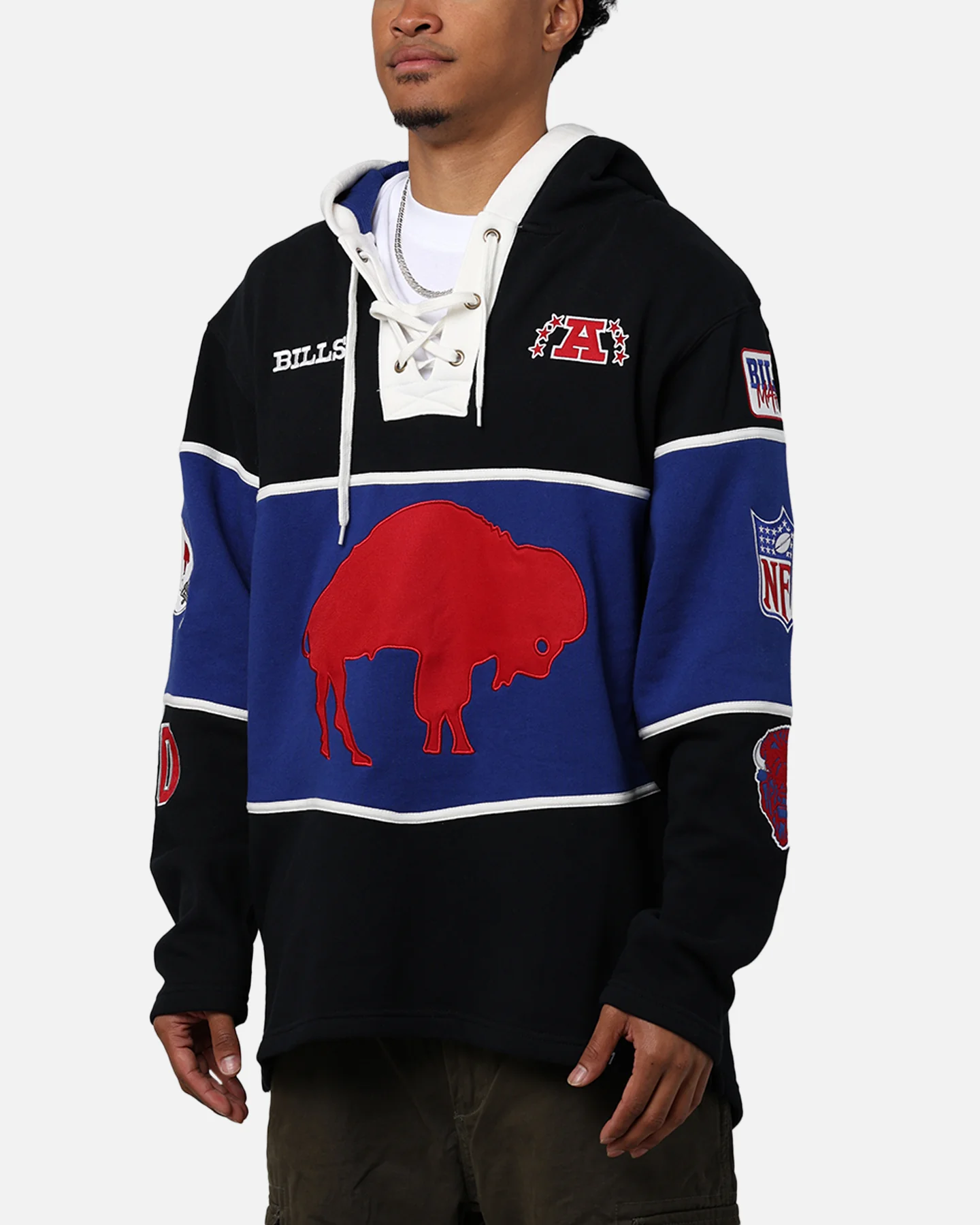 47 Brand Buffalo Bills NFL + Legacy Lacer Hoodie Jet Black - Image 7