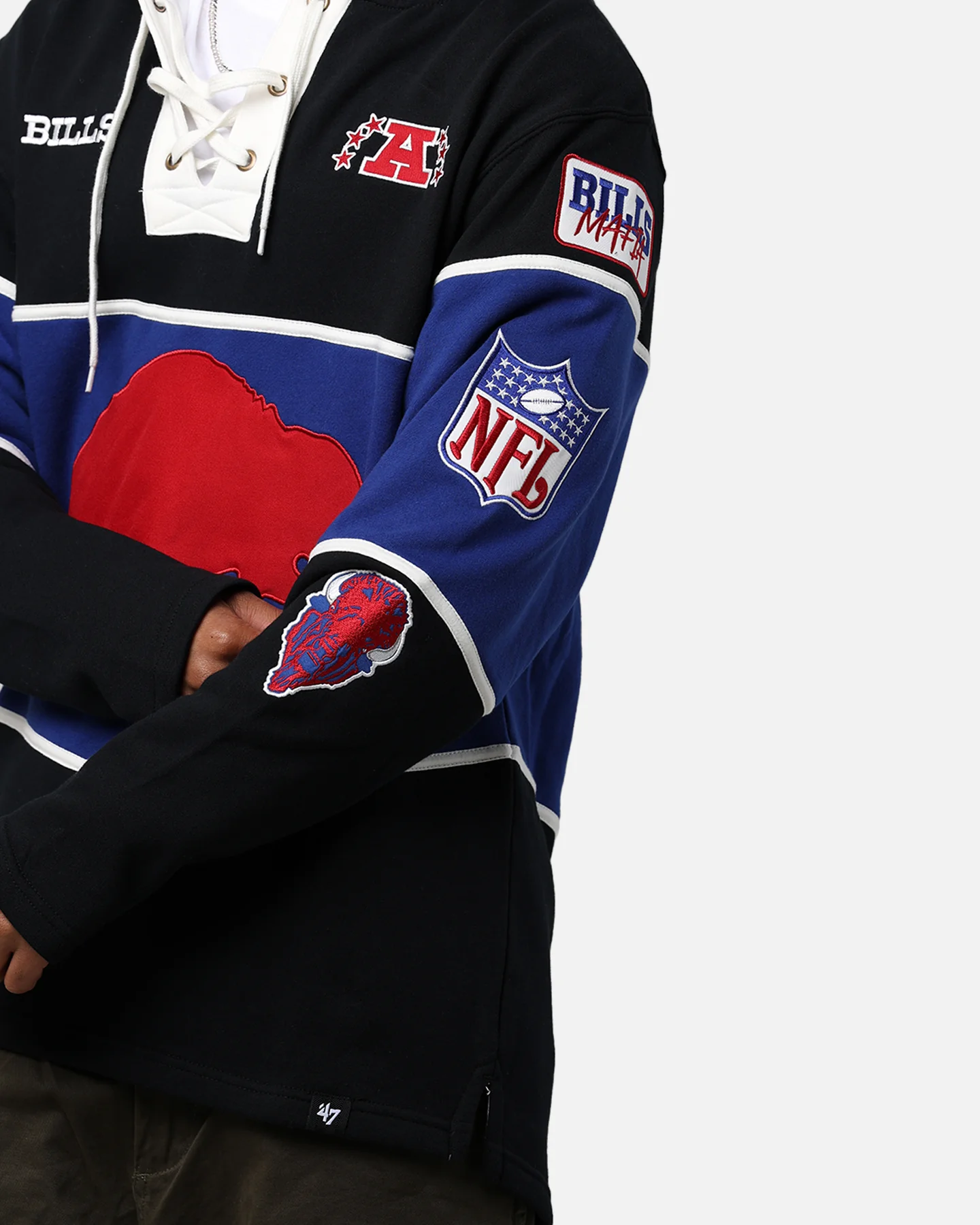 47 Brand Buffalo Bills NFL + Legacy Lacer Hoodie Jet Black - Image 8