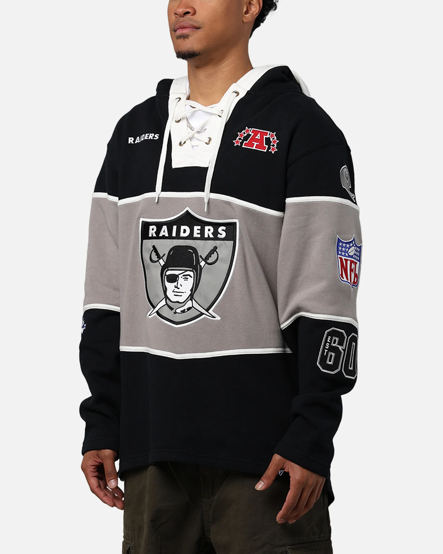 47 Brand Las Vegas Raiders Super Bowl Gridiron Lacer Hoodie Jet Black - Image 7