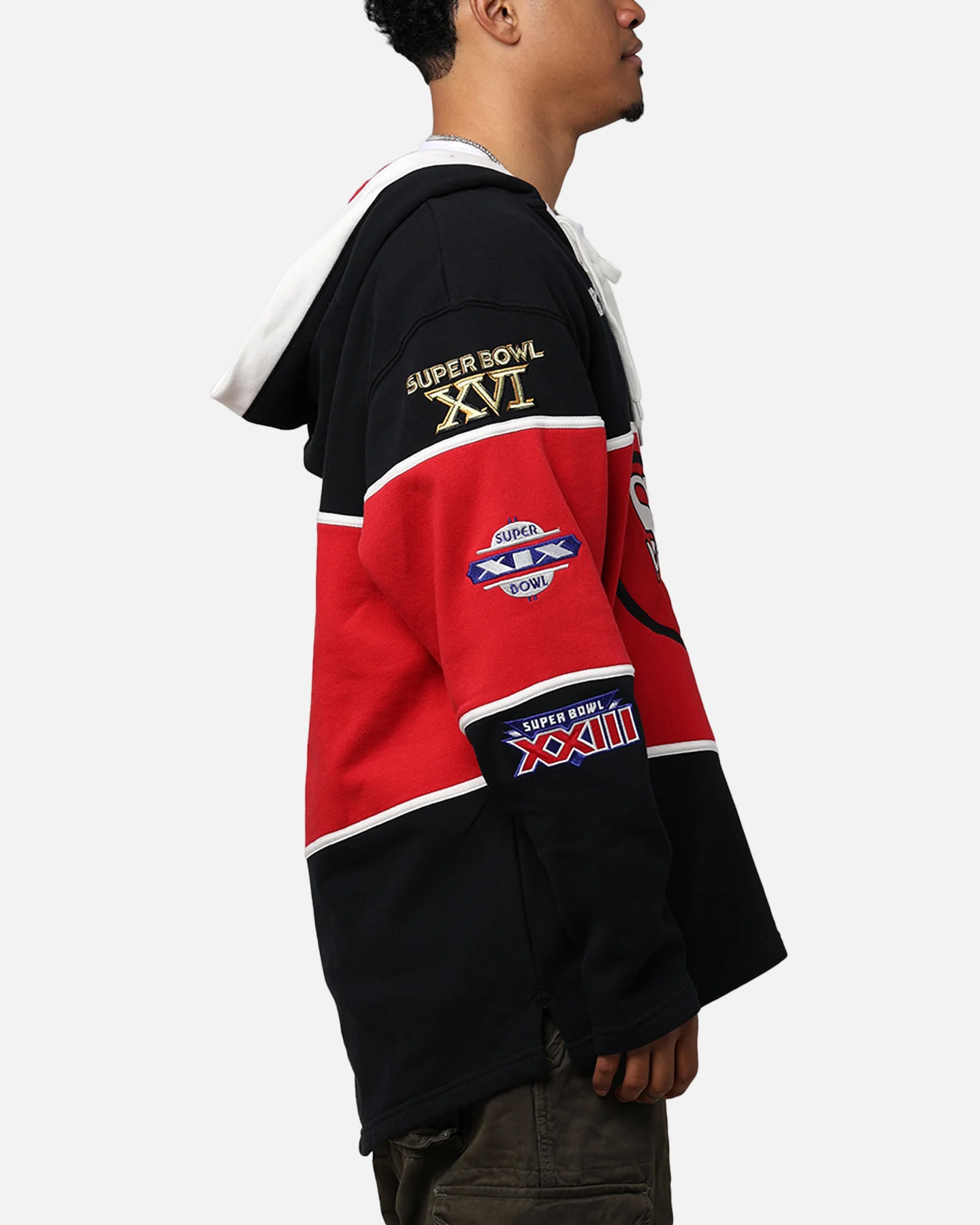 47 Brand San Francisco 49ers Super Bowl Gridiron Lacer Hoodie Jet Black - Image 5
