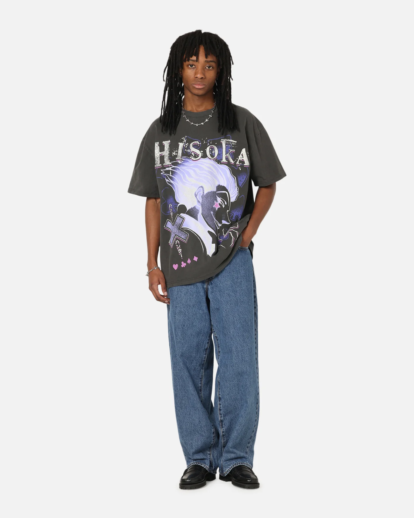 73Studio X  Hunter X Hunter Hisoka Heavyweight T-Shirt Black Wash - Image 3