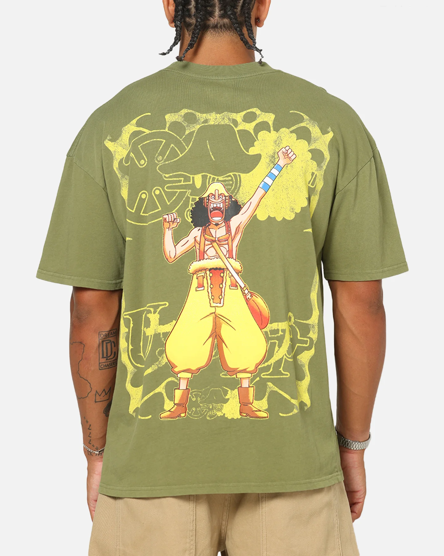 73Studio X One Piece Usopp Vintage T-Shirt Washed Olive - Image 2