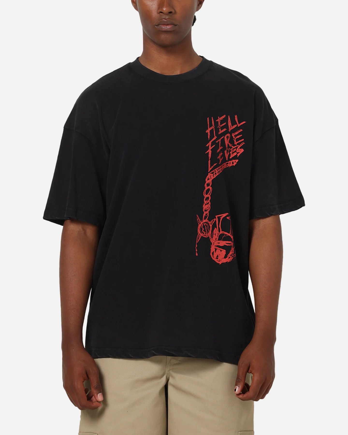 73Studio X Stranger Things Hellfire Lives T-Shirt Black Acidwash - Image 2