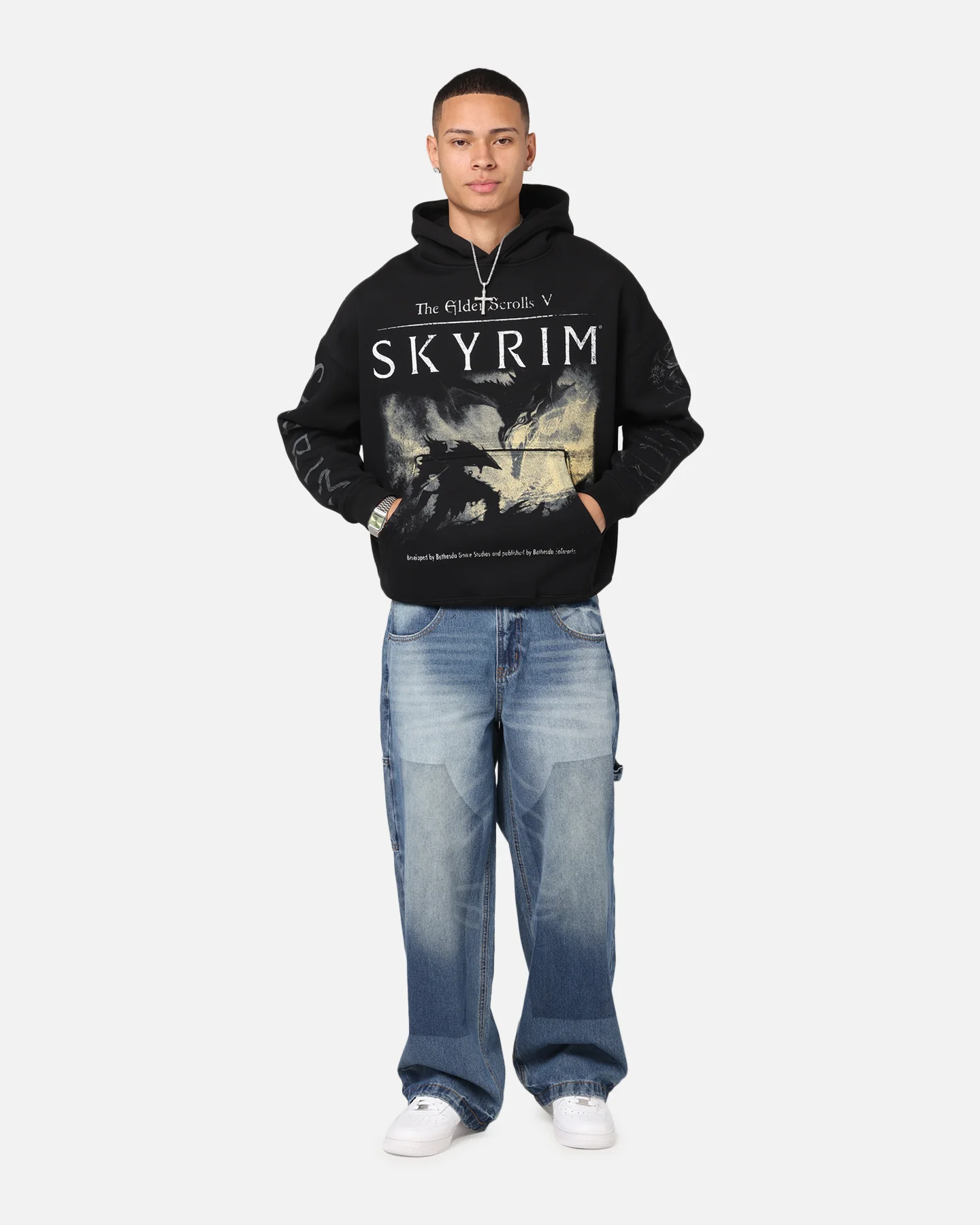 73Studio X The Elder Scrolls V: Skyrim '11 Daedric Premium Hoodie Black - Image 3