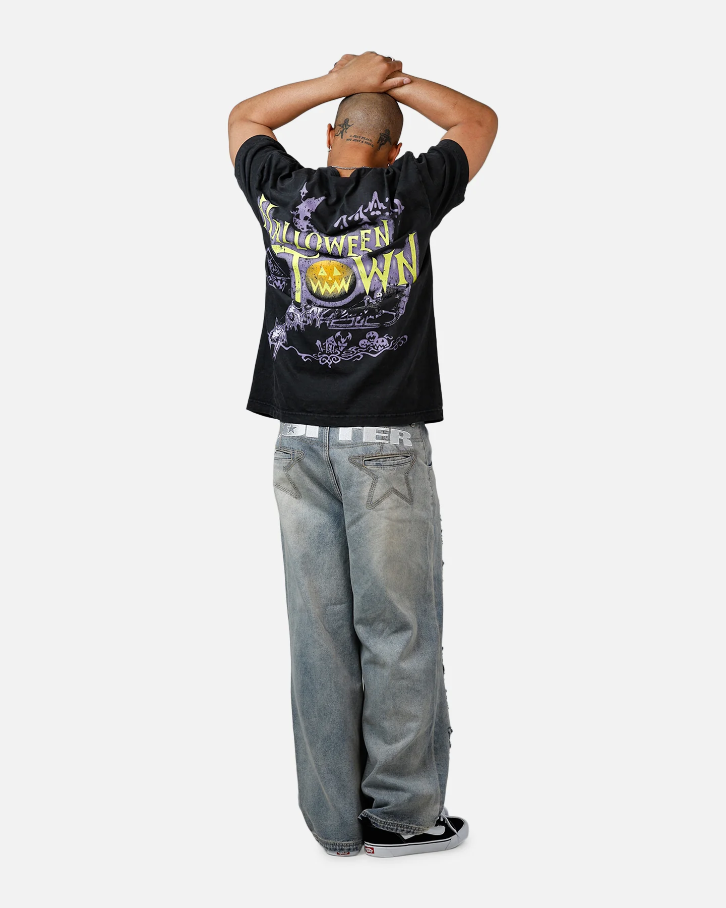 73Studio Disney Kingdom Hearts Halloween Town Heavyweight T-Shirt Black Acidwash - Image 6