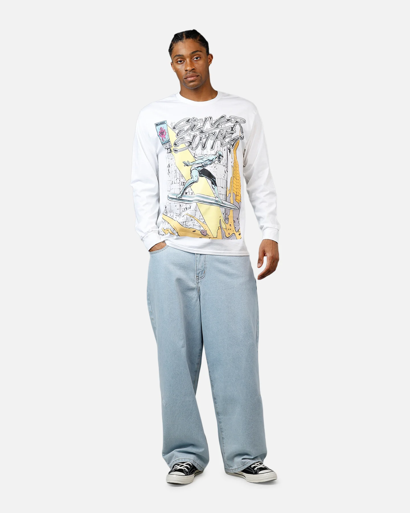 73Studio Marvel Silver Surfer Long Sleeve T-Shirt White - Image 3