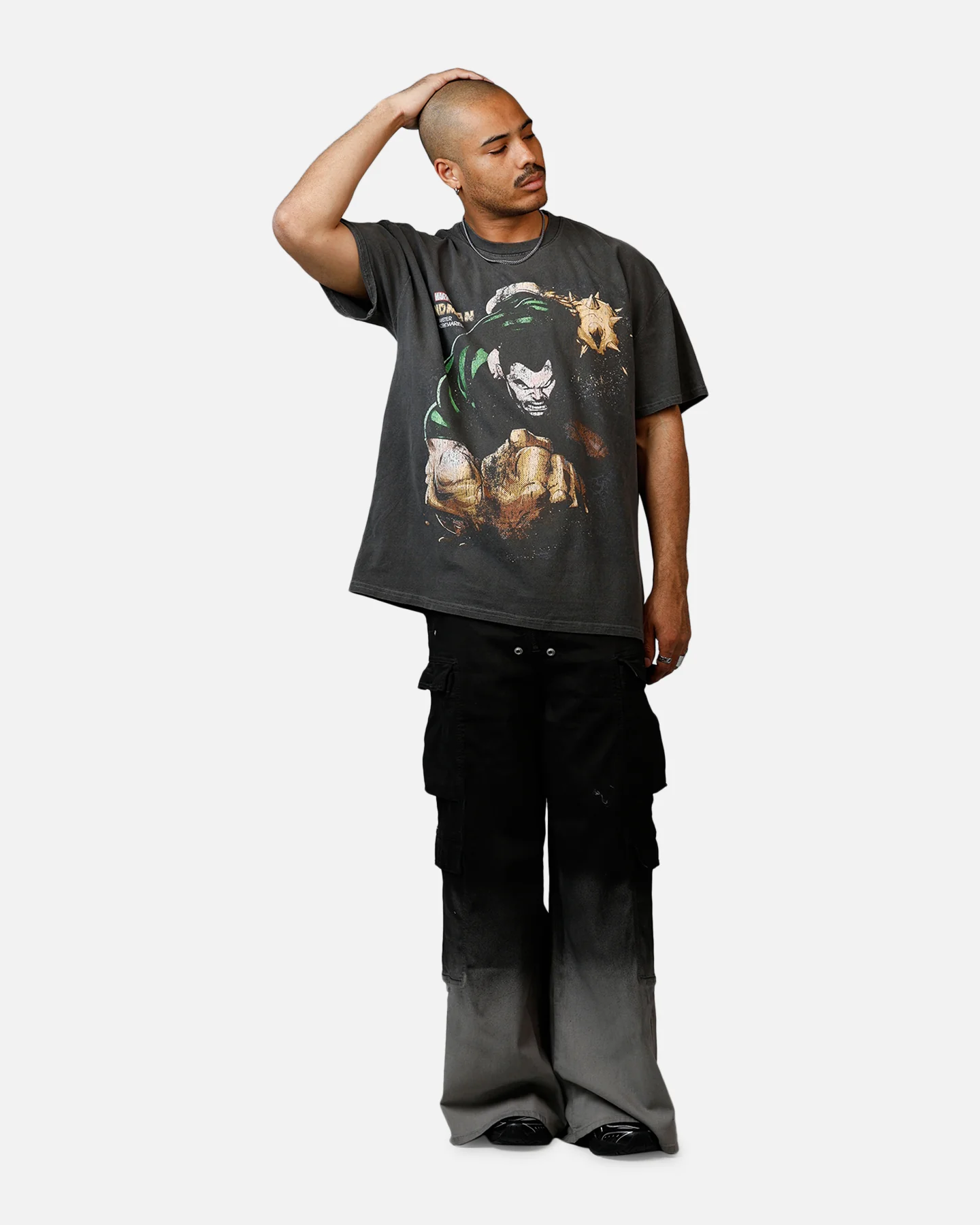 73Studio Marvel Sinister Six Sandman Heavyweight T-Shirt Black Wash - Image 3