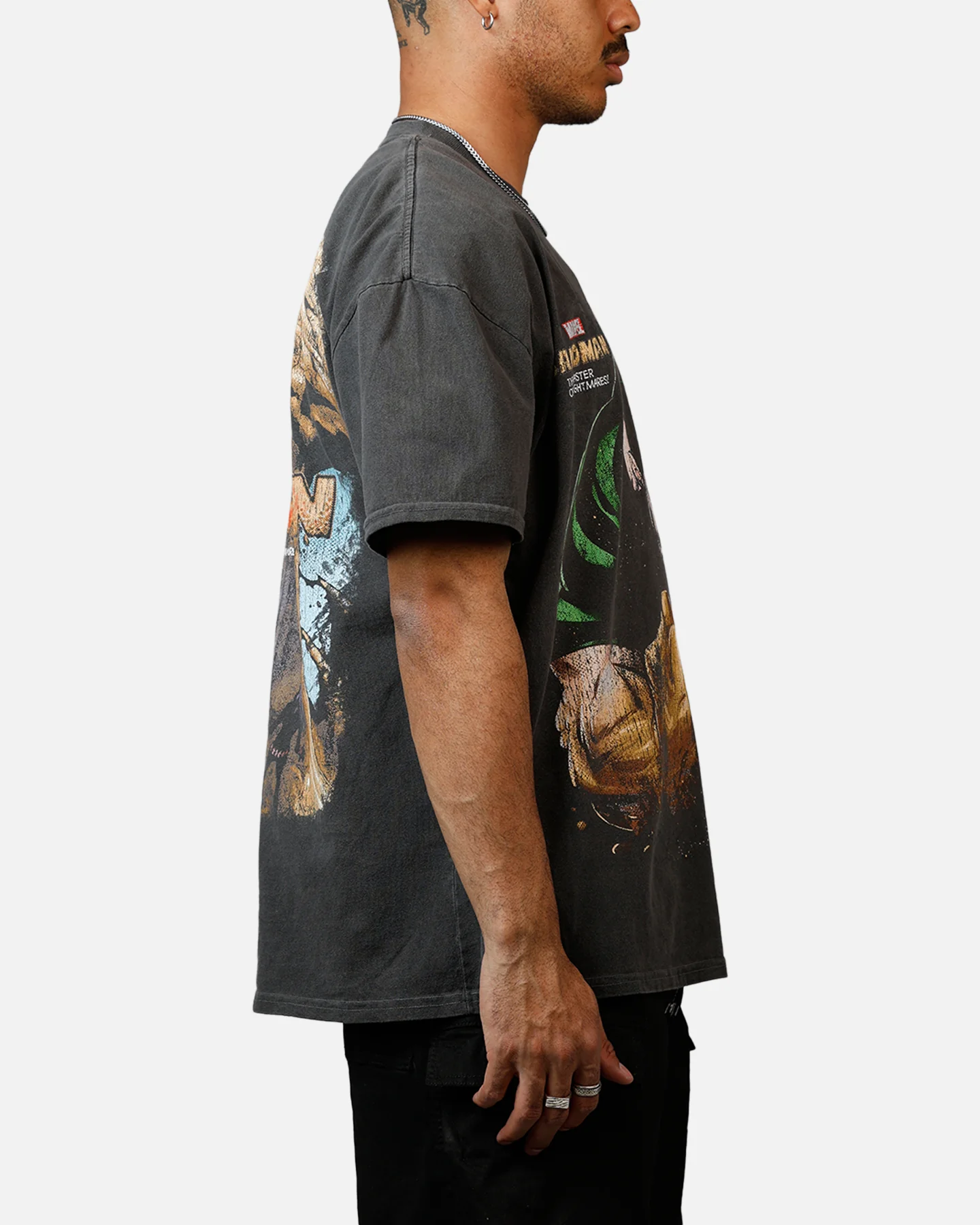 73Studio Marvel Sinister Six Sandman Heavyweight T-Shirt Black Wash - Image 4