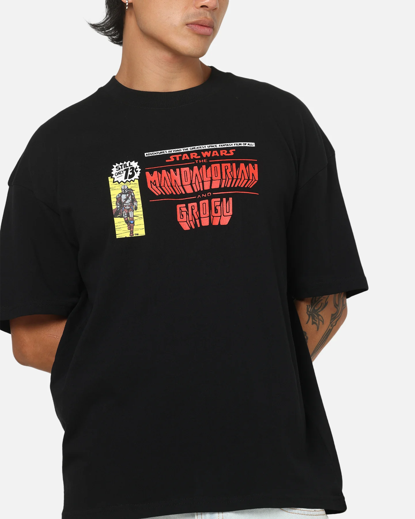 73Studio Star Wars Mando And Grogu Comic T-Shirt Black - Image 8