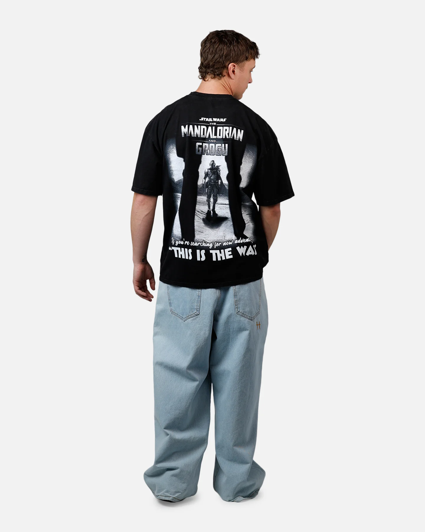 73Studio Star Wars Stand Off Glitter T-Shirt Black Acidwash - Image 6