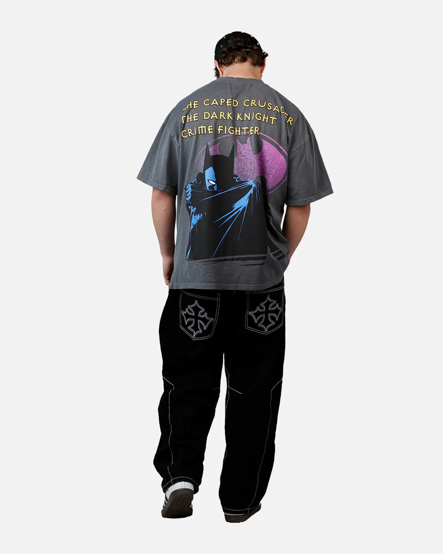 73Studio X DC Batman Caped Crusader T-Shirt Washed Charcoal - Image 5
