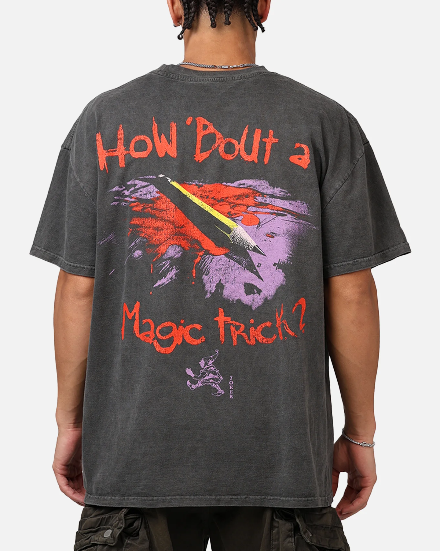 73Studio X DC Batman The Joker Magic Trick Heavyweight T-Shirt Black Wash - Image 2