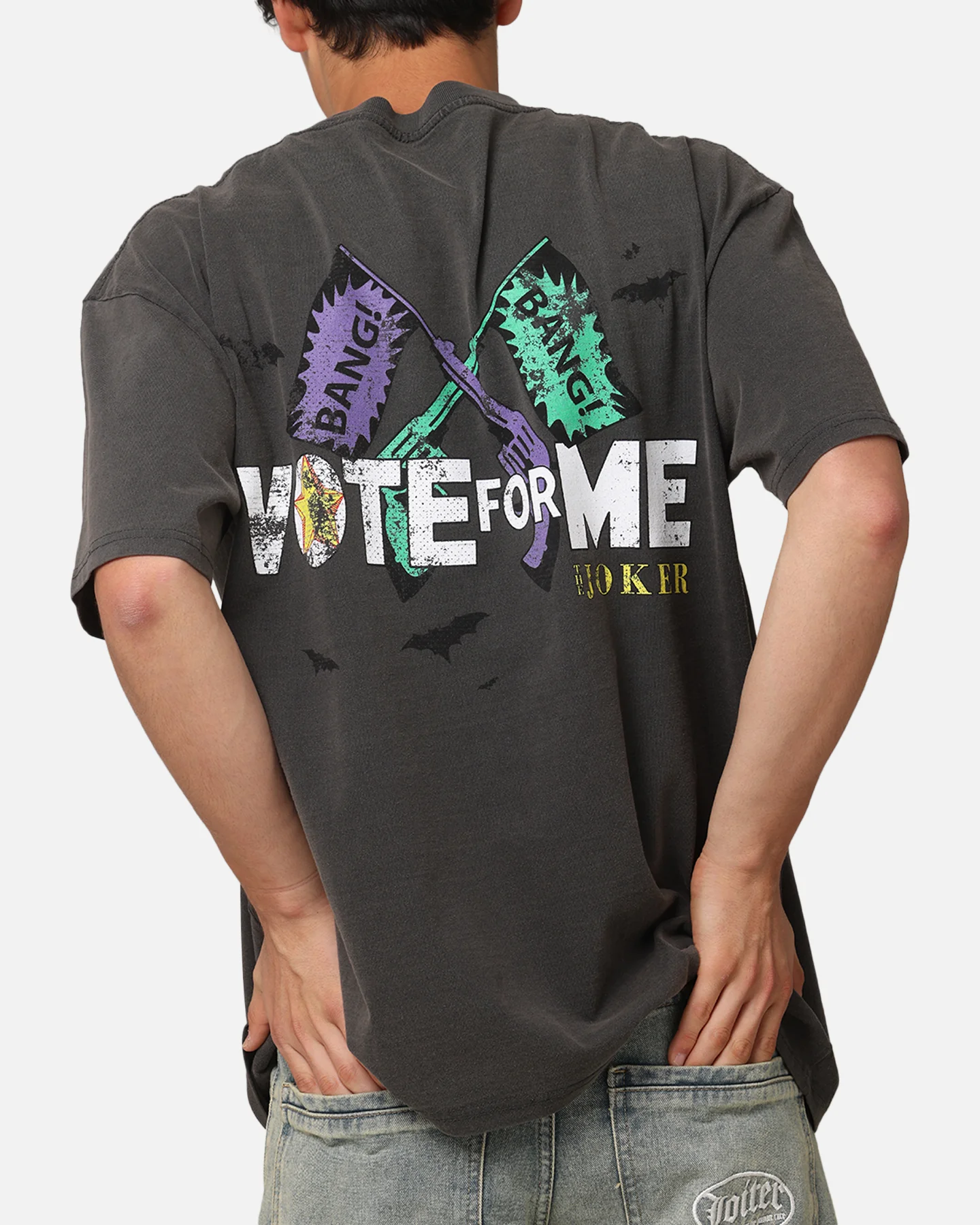 73Studio X DC Batman The Joker Vote For Me Heavyweight T-Shirt Black Wash - Image 7