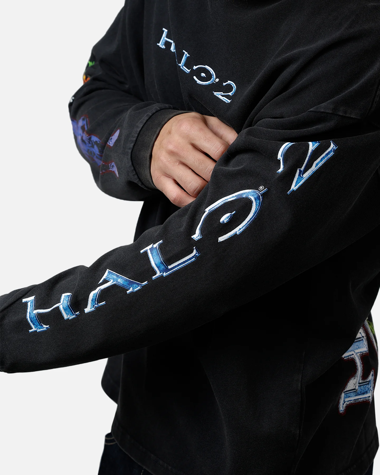 73Studio X Halo 2 Long Sleeve T-Shirt Black Acidwash - Image 8