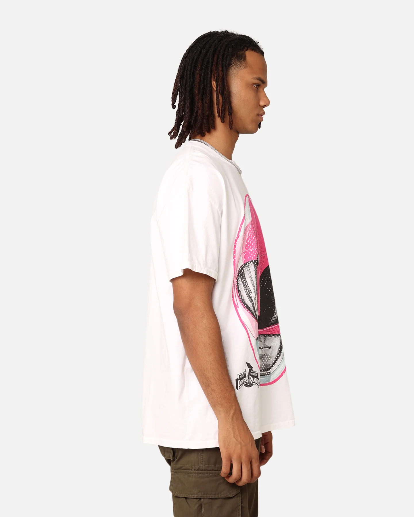 73Studio X Power Rangers Pink Ranger Big Head Heavyweight T-Shirt White - Image 5
