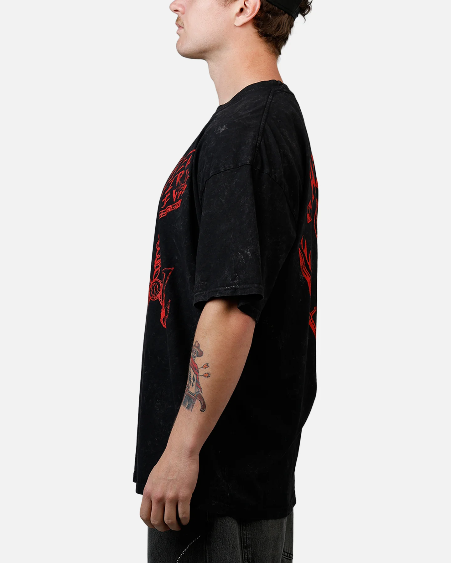 73Studio X Stranger Things Hellfire Lives T-Shirt Black Acidwash - Image 5