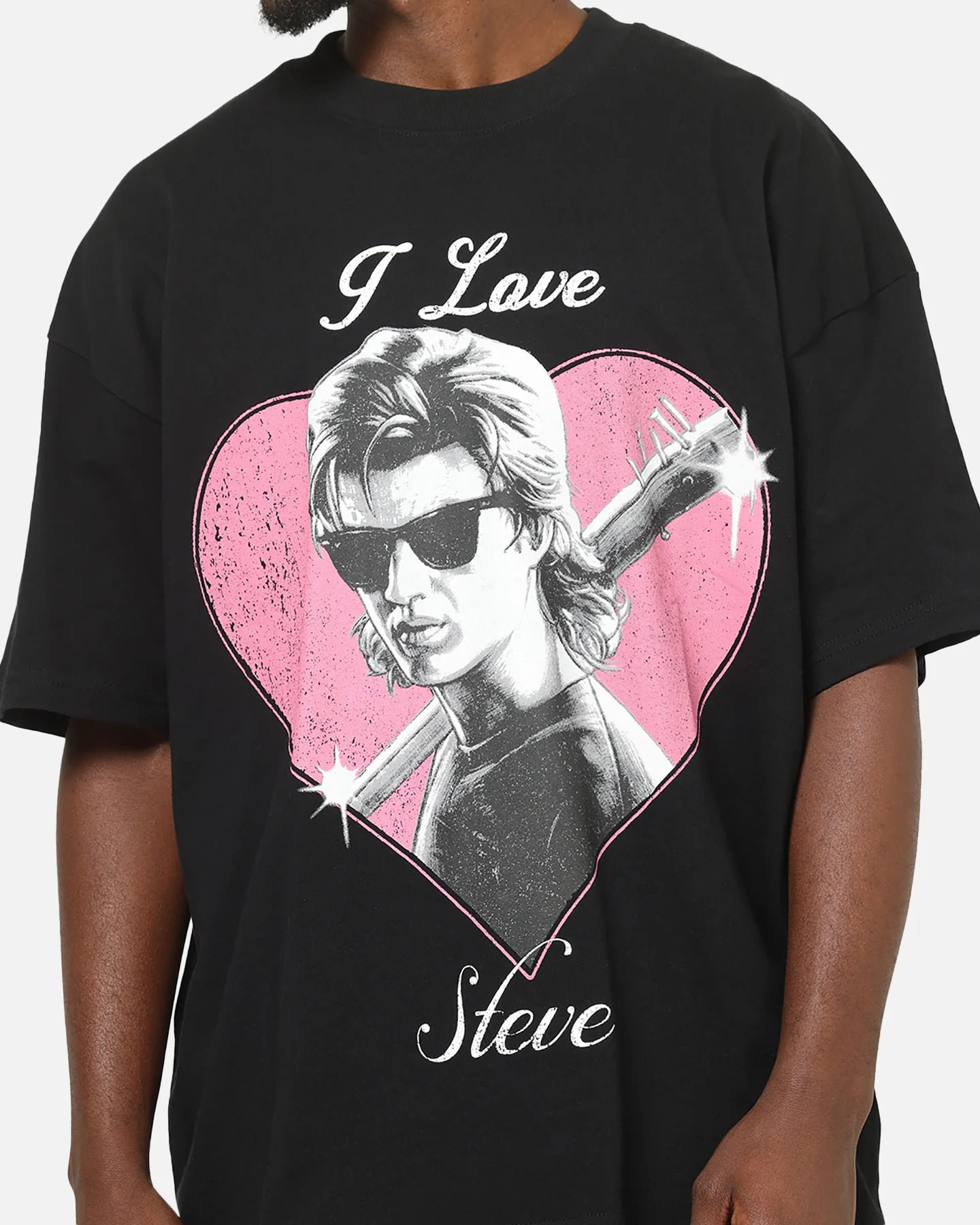 73Studio X Stranger Things I Love Steve Heavy T-Shirt Black - Image 6