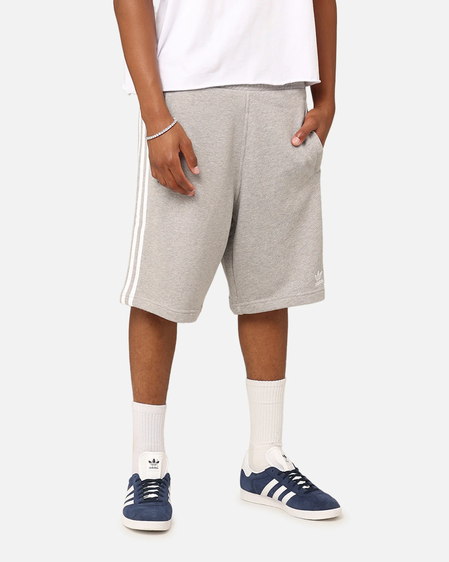 Adidas Adicolour Classics 3-Stripe Sweat Shorts Mint Grey - Image 5