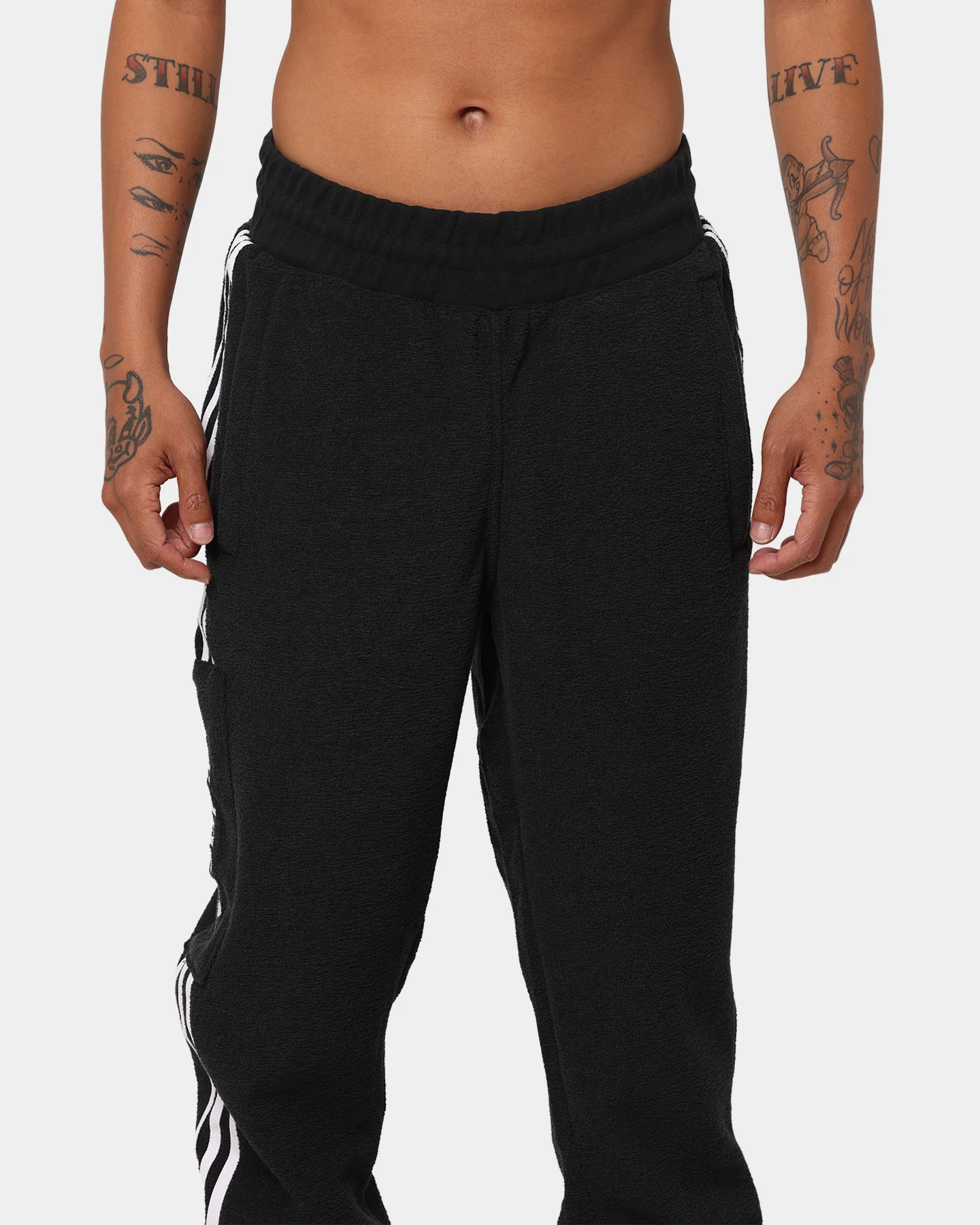 Adidas Comfort 3 Stripe Track Pants Black/White - Image 3