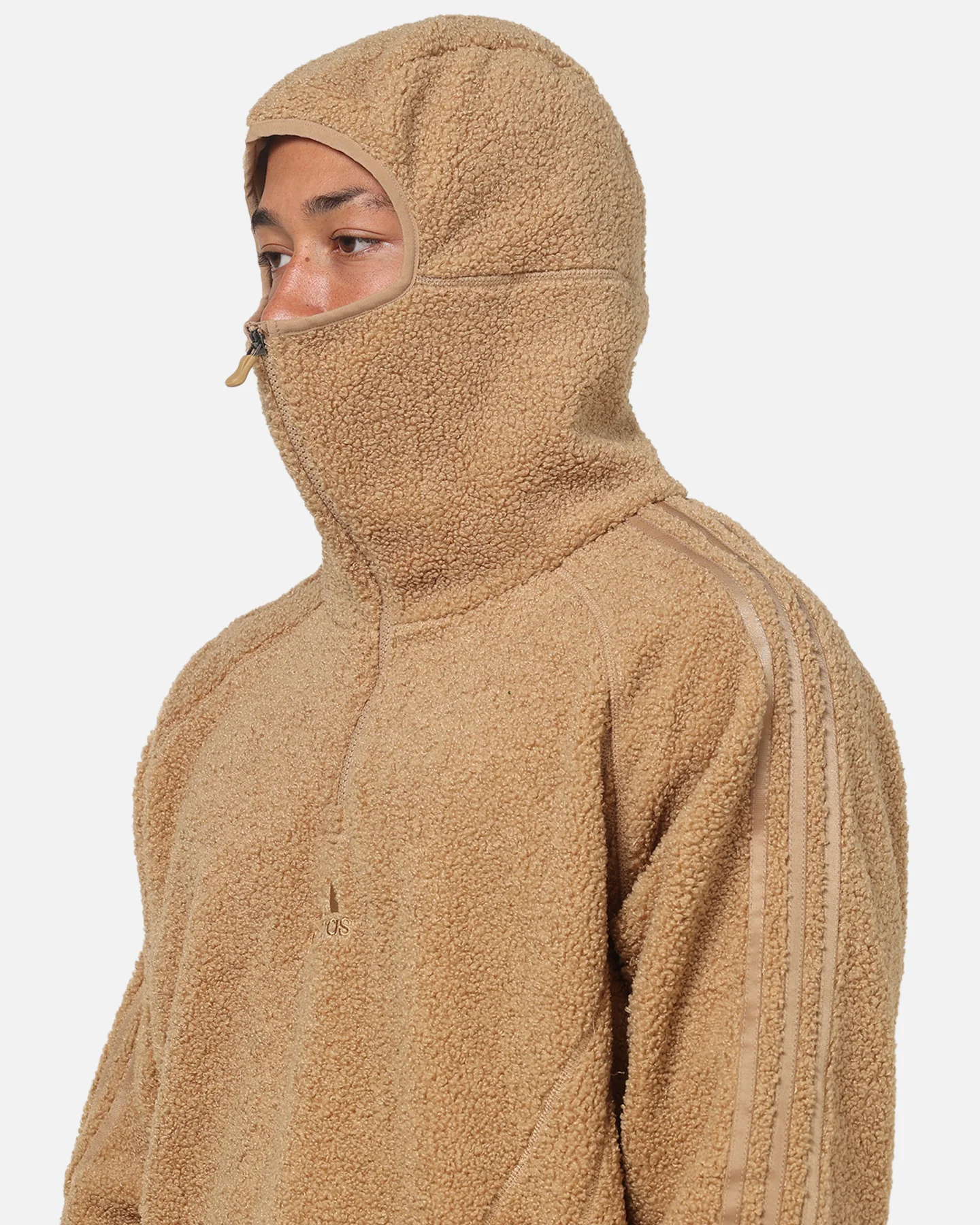 Adidas Fleece Teamgeist 1/4 Zip Hoodie Cardboard - Image 2