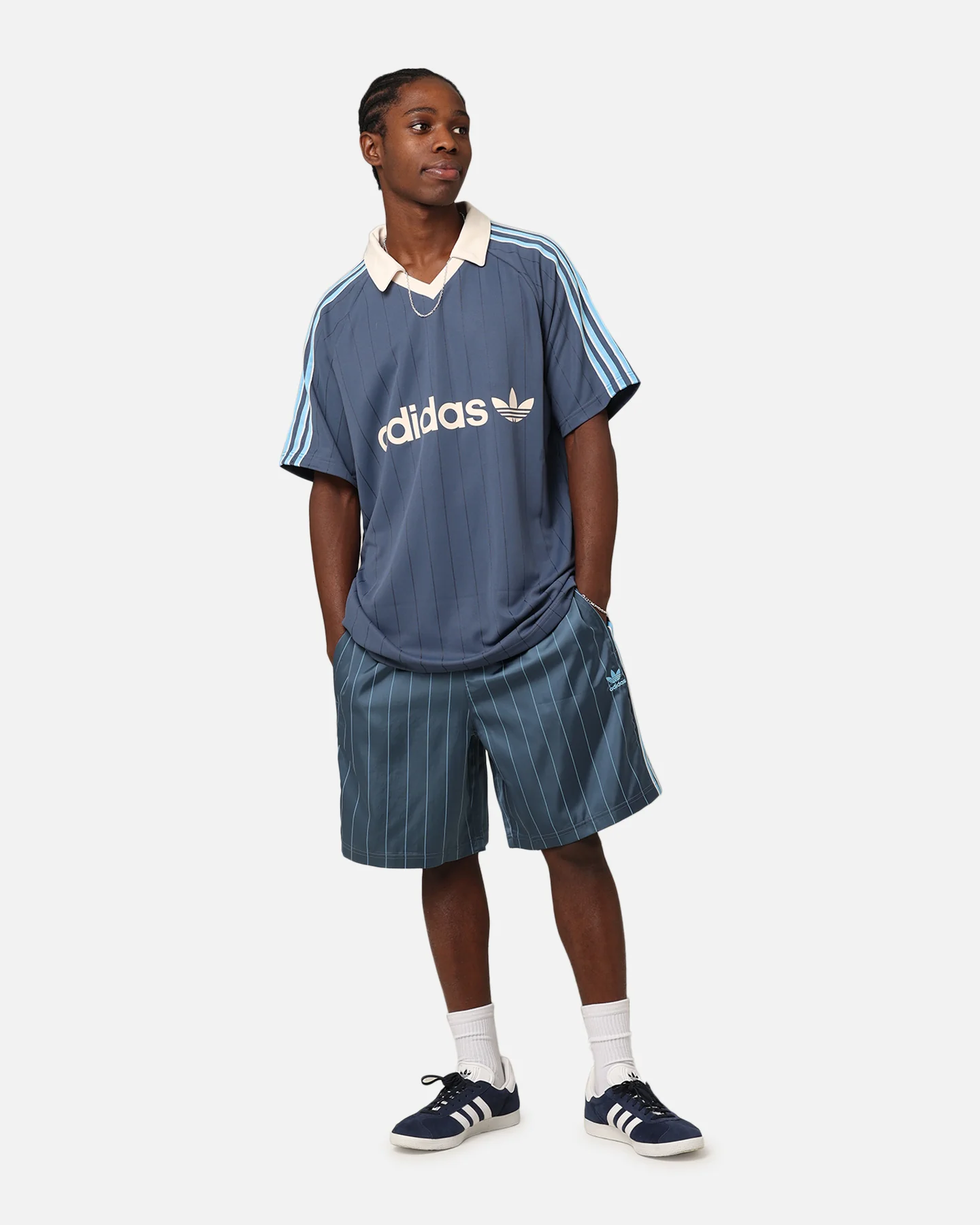 Adidas Pinstripe Sprinter Shorts Preloved Ink - Image 2