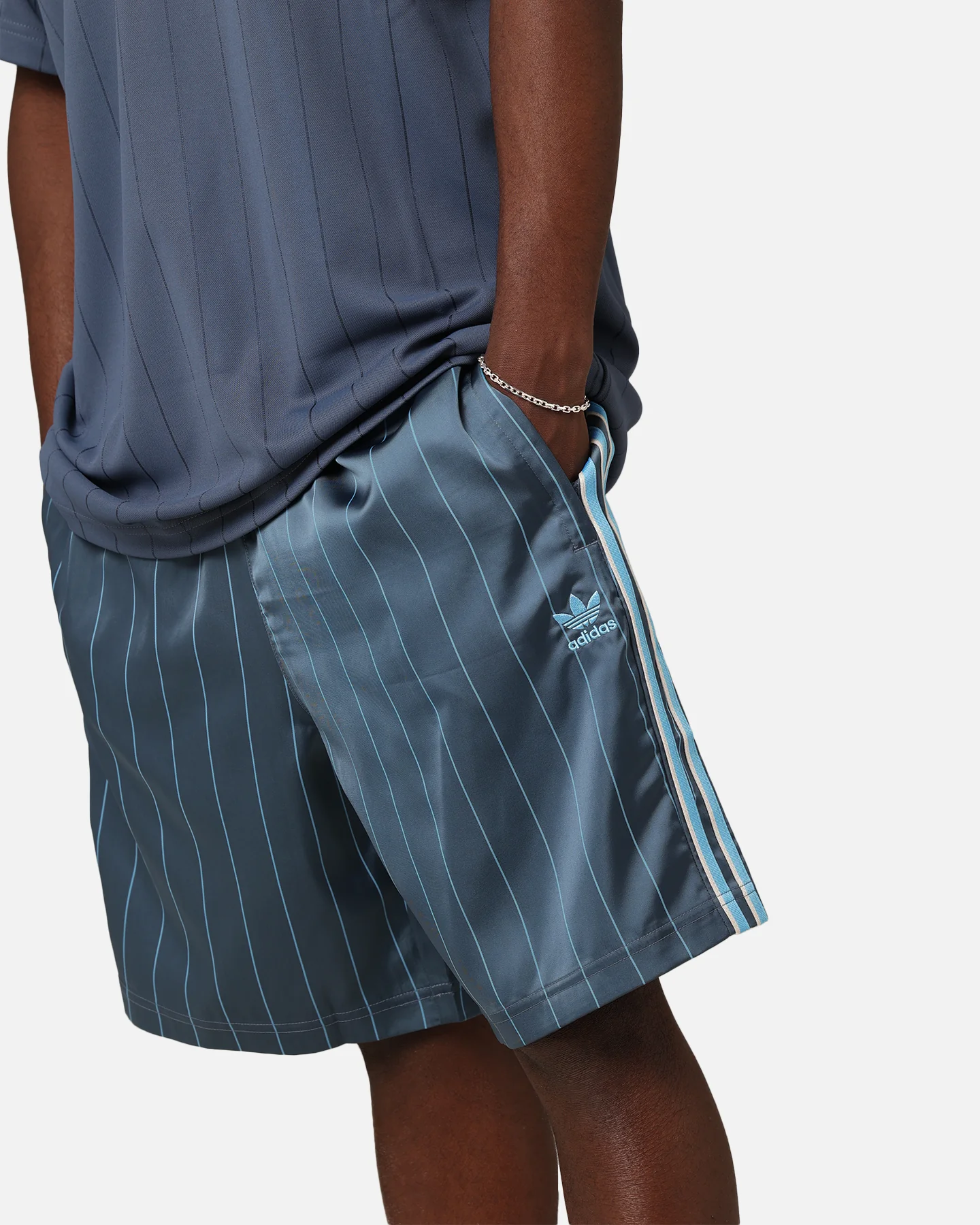 Adidas Pinstripe Sprinter Shorts Preloved Ink - Image 4