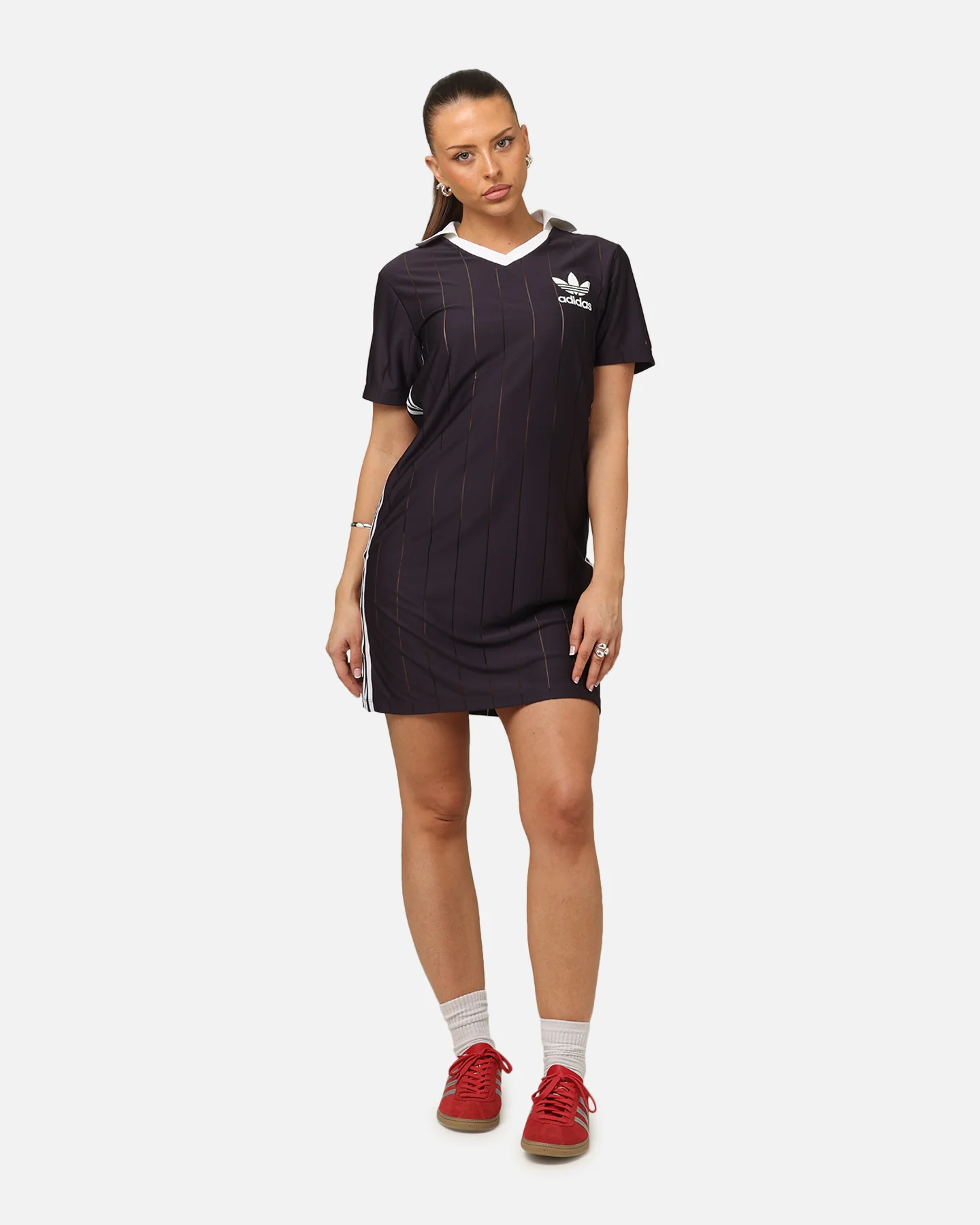 Adidas Women's 3-Stripes Pinstripe Dress Aurora Black - Image 2