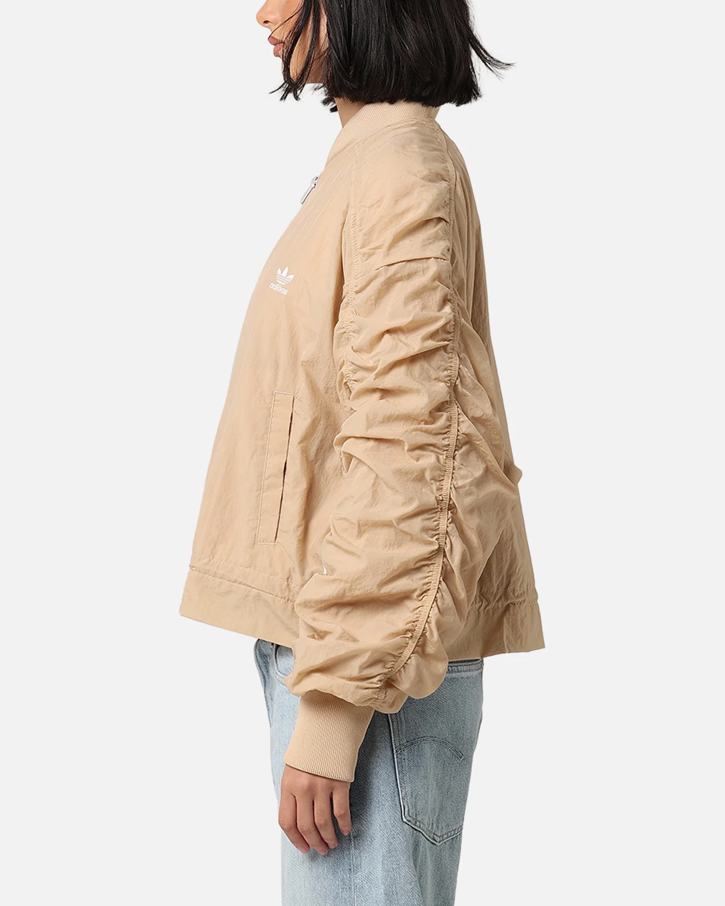 Adidas Women's Light Weight Bomber Jacket Magic Beige - Image 5