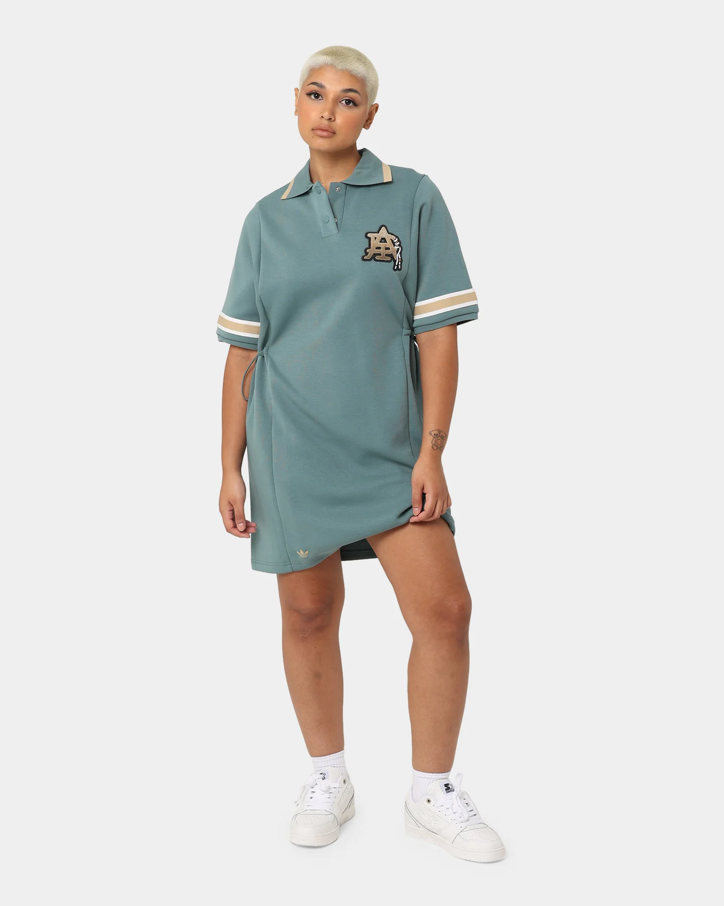 Adidas Women's Modern Collegiate Polo Dress Hazy Emerald - Image 2