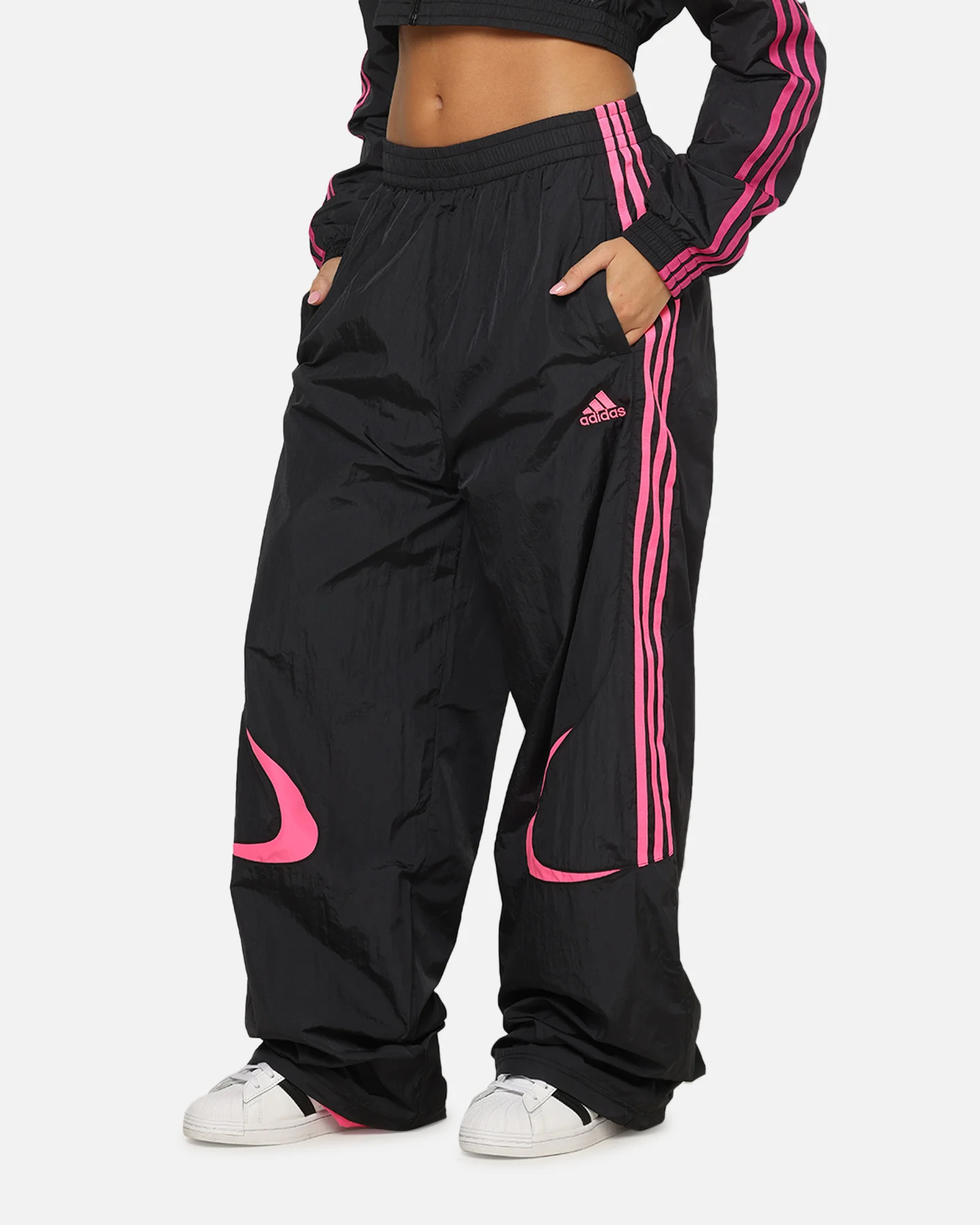 Adidas Women's Teamgeist Track Pants Black/Pink - Image 6