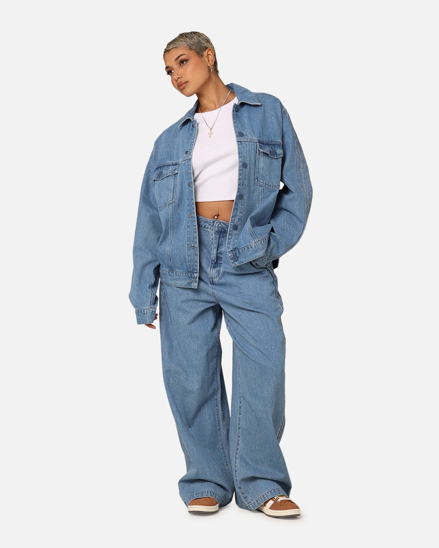 Adidas X KSENIASCHNAIDER Women's 3-Stripes Jacket Light Denim - Image 2