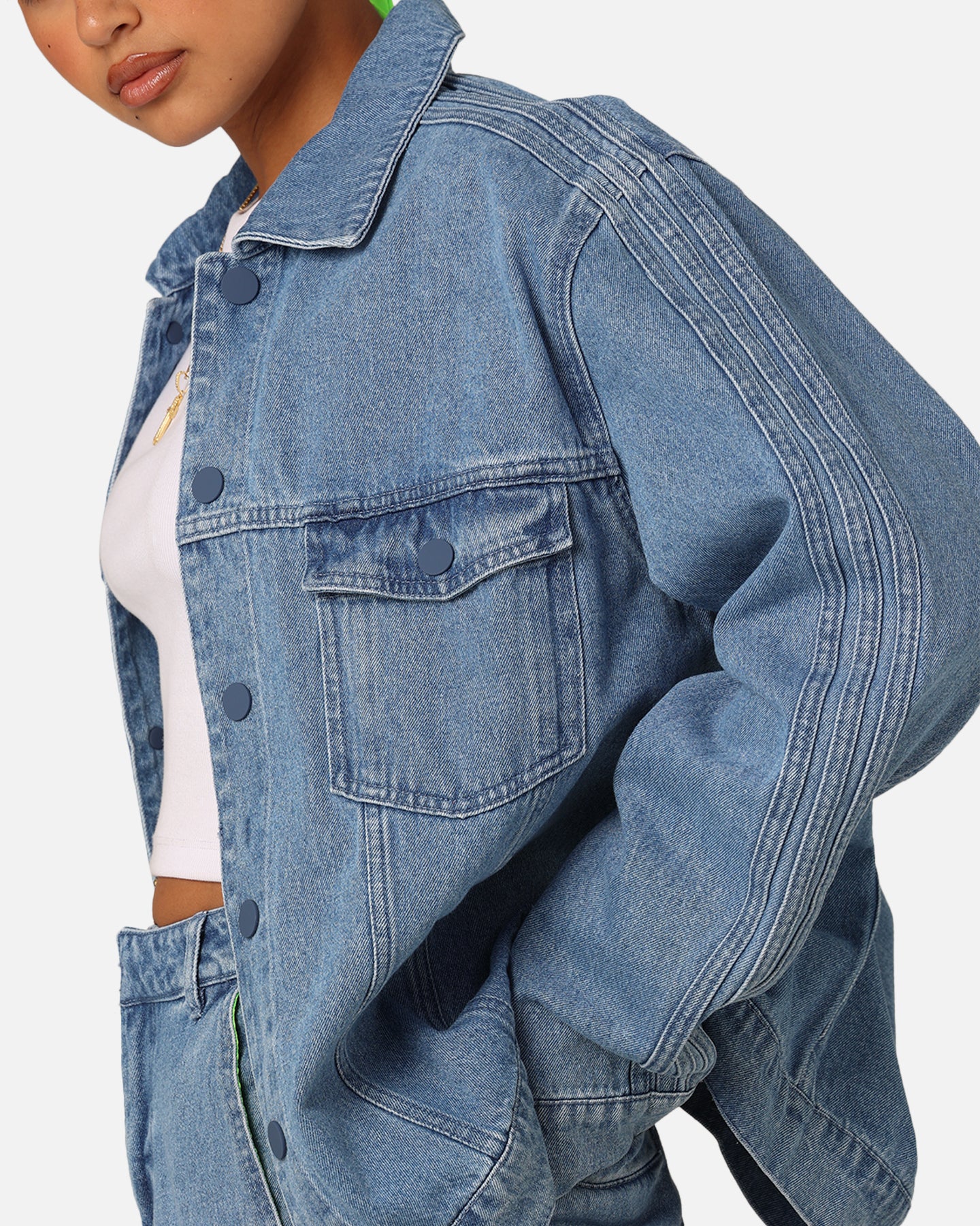 Adidas X KSENIASCHNAIDER Women's 3-Stripes Jacket Light Denim - Image 6