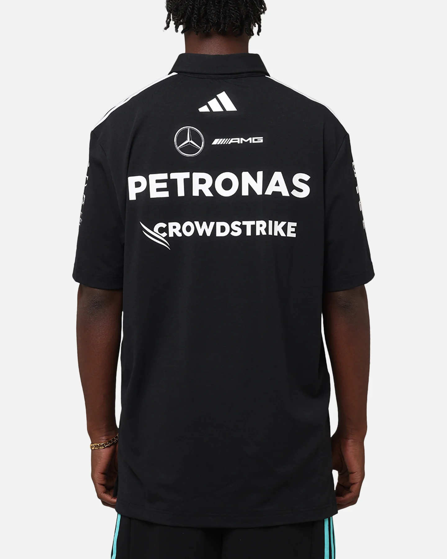 adidas x Mercedes-AMG PETRONAS Formula One F1 2025 Team Polo Shirt Black/White - Image 2