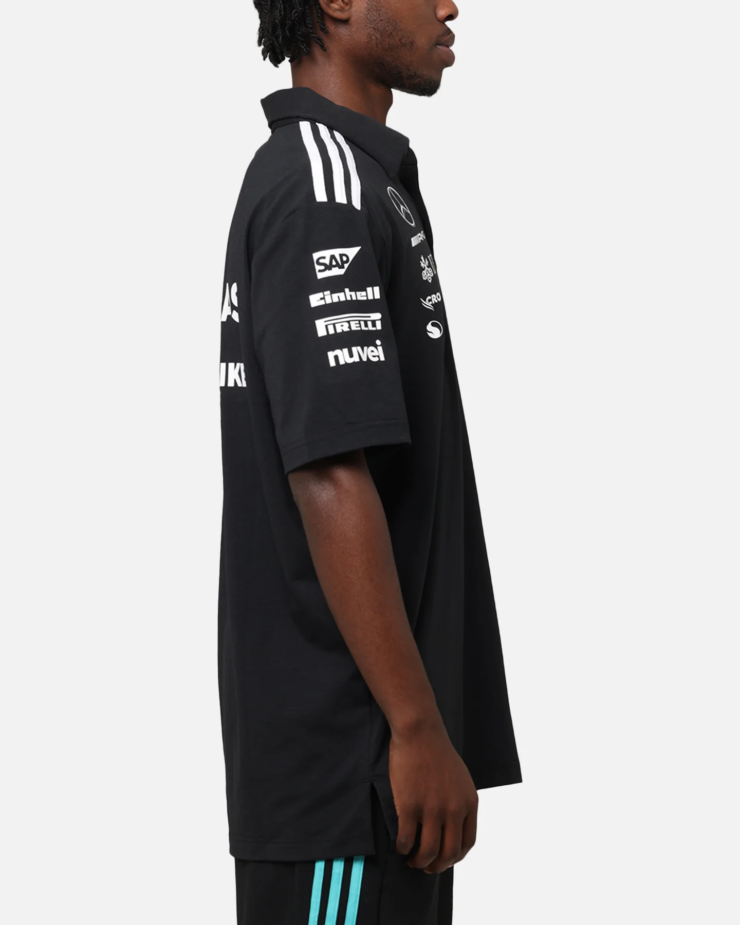 adidas x Mercedes-AMG PETRONAS Formula One F1 2025 Team Polo Shirt Black/White - Image 5