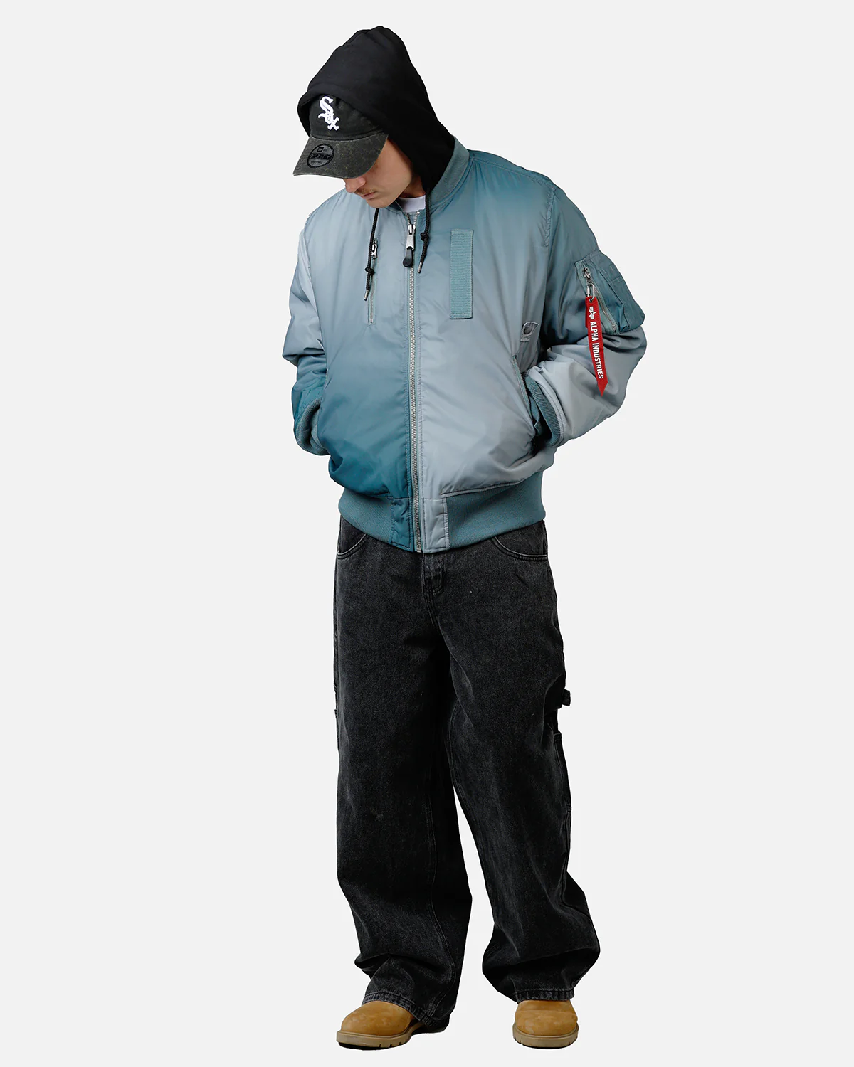 Alpha Industries Gradient Washed Flight Jacket Blue - Image 3