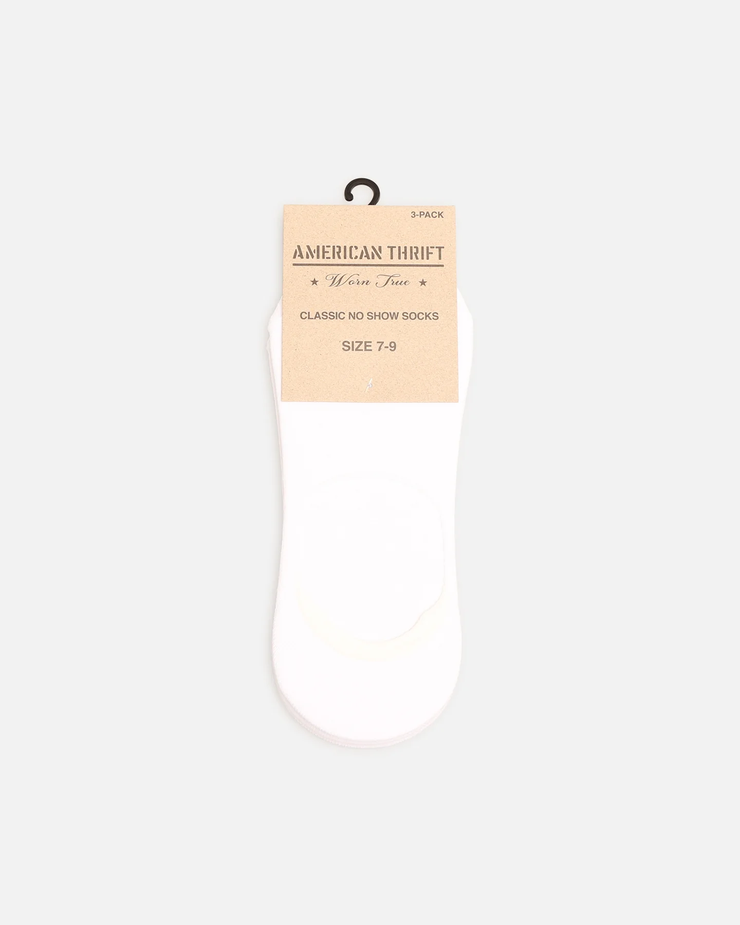 American Thrift Classic No Show Socks 3 Pack White - Image 2