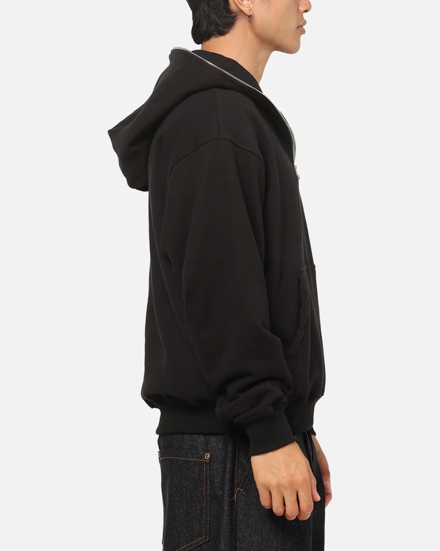 American Thrift Leisure Quarter Zip Hoodie Black - Image 4