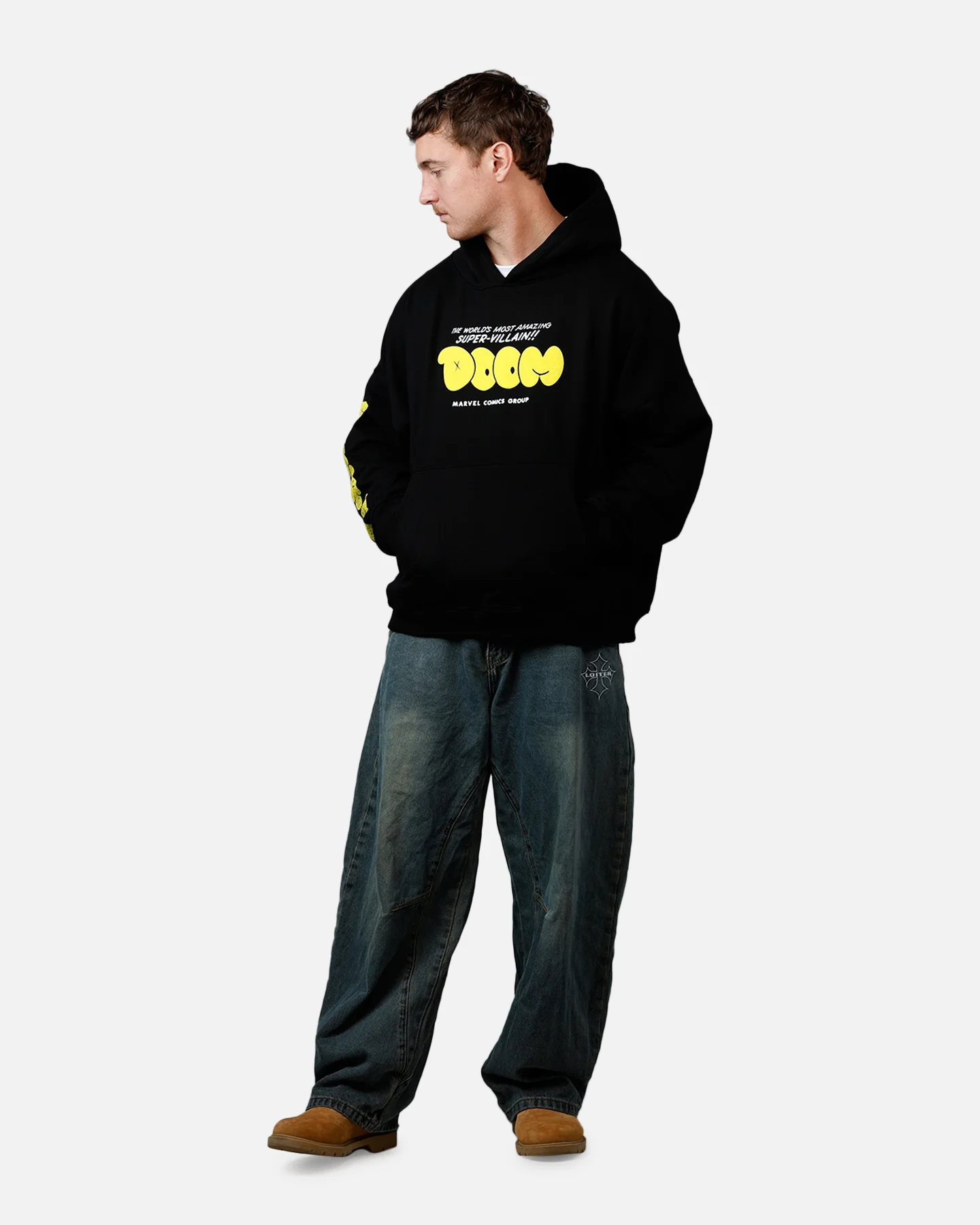 American Thrift Marvel Fantastic Four Doctor Doom Villain Premium Hoodie Black - Image 3