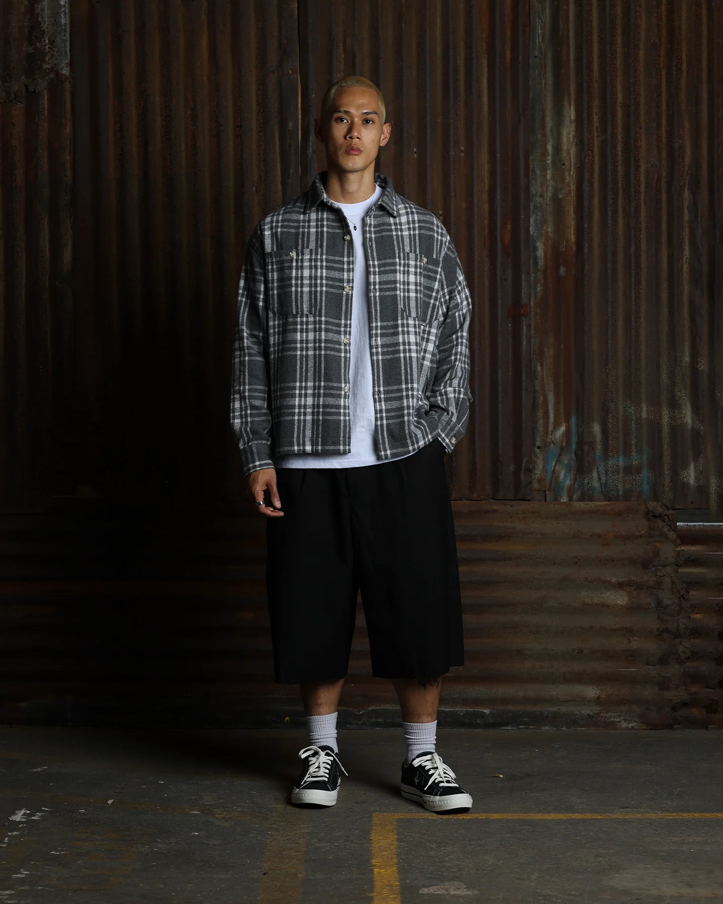 American Thrift Utility Flannel Shirt Grey - Image 3