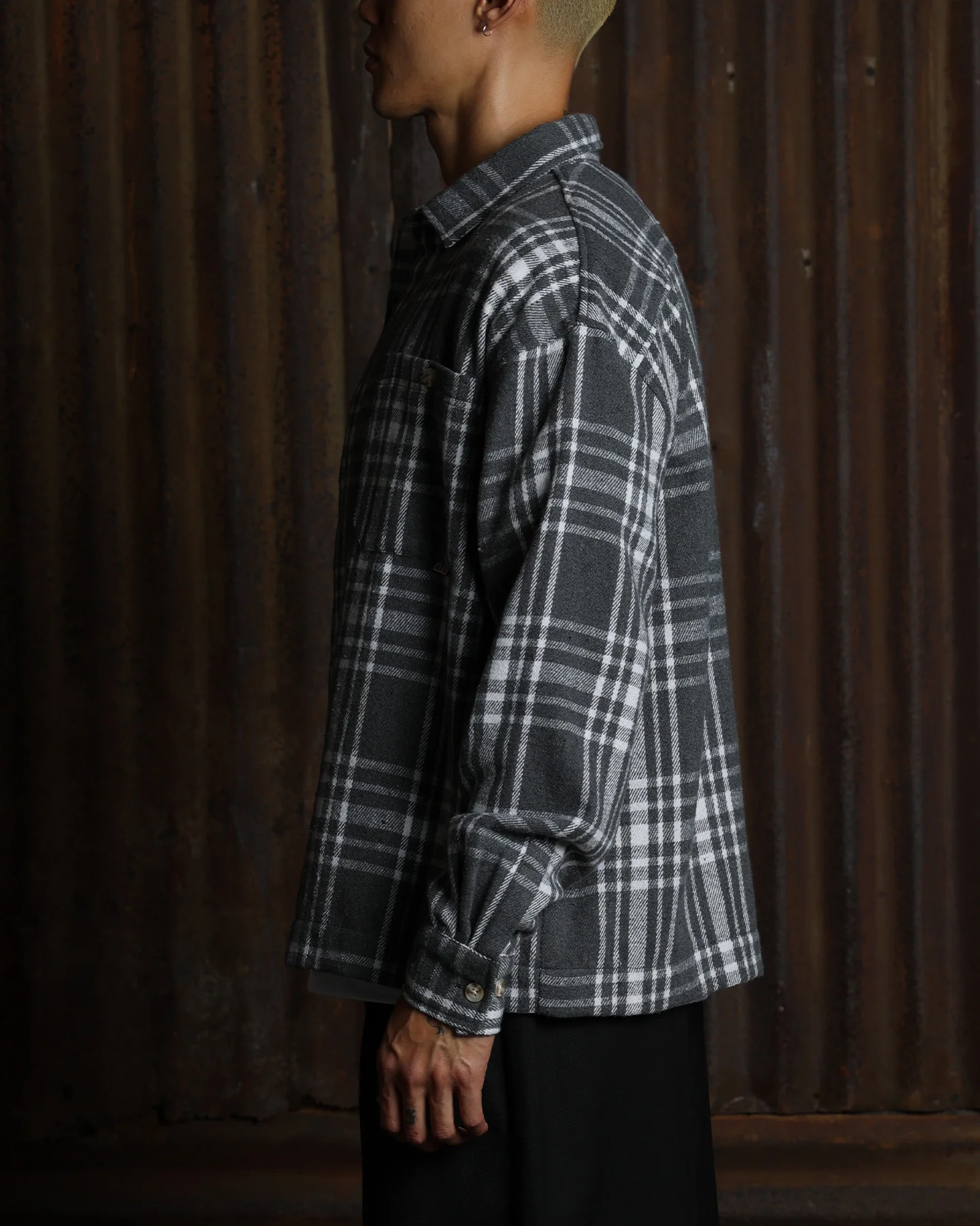 American Thrift Utility Flannel Shirt Grey - Image 5