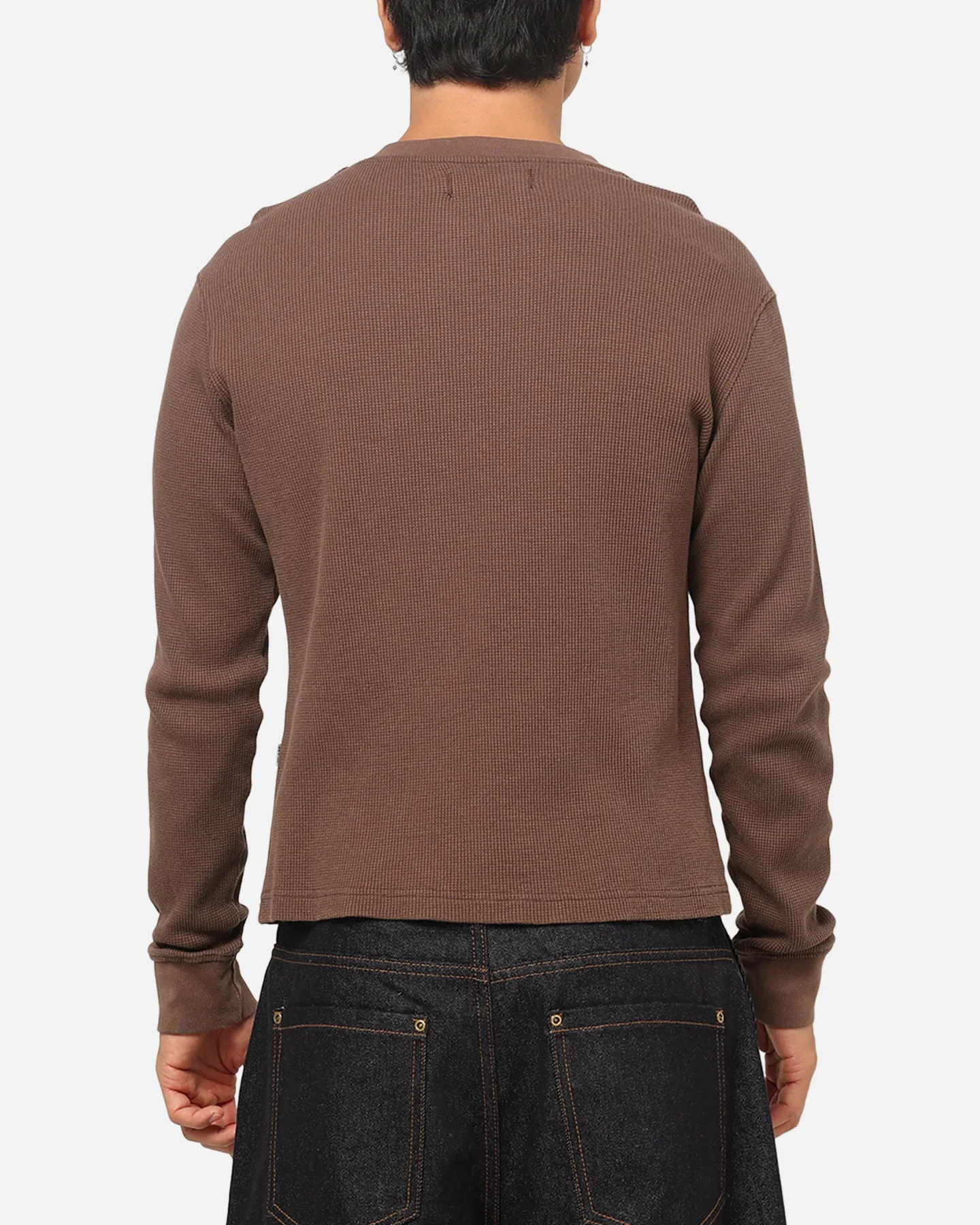 American Thrift Waffle Henley Shirt Washed Brown - Image 3