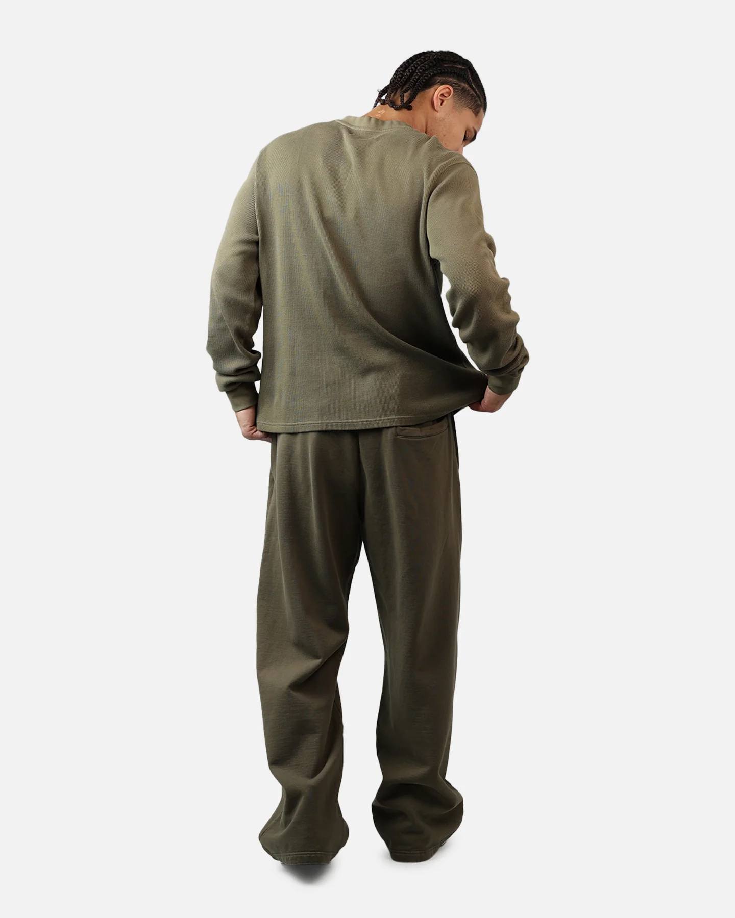 American Thrift Waffle Henley Shirt Washed Olive - Image 6