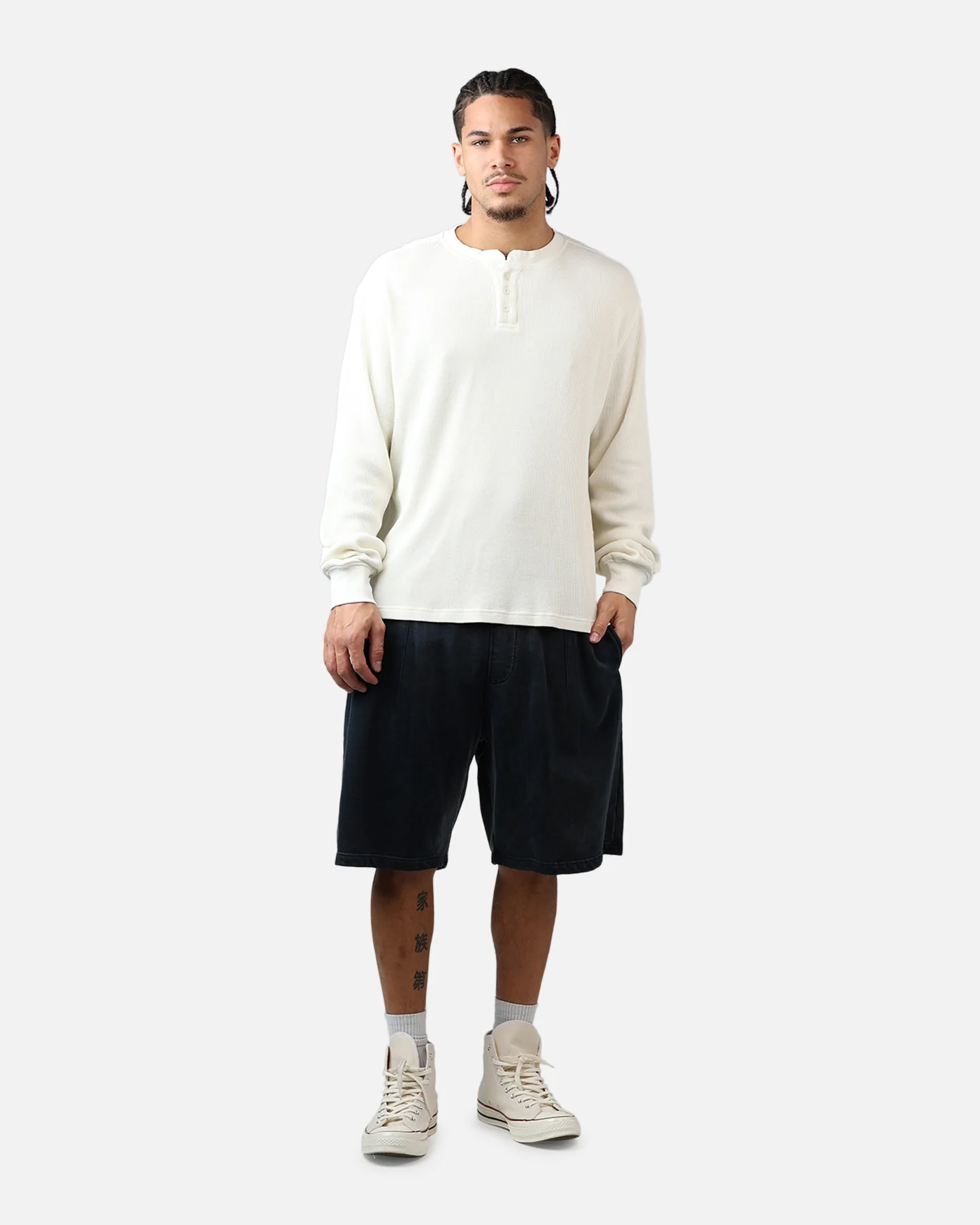 American Thrift Waffle Henley Shirt Washed Stone - Image 3