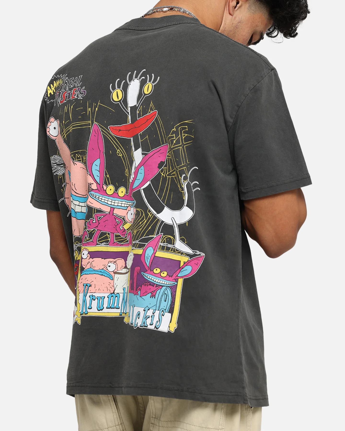 American Thrift x Aaahh!!! Real Monsters Monsters Heavy T-Shirt Black Wash - Image 8