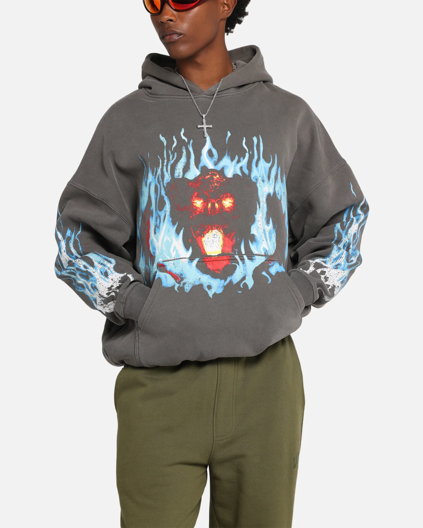 American Thrift X Lord Of The Rings Balrog Premium Hoodie Washed Charcoal - Image 6